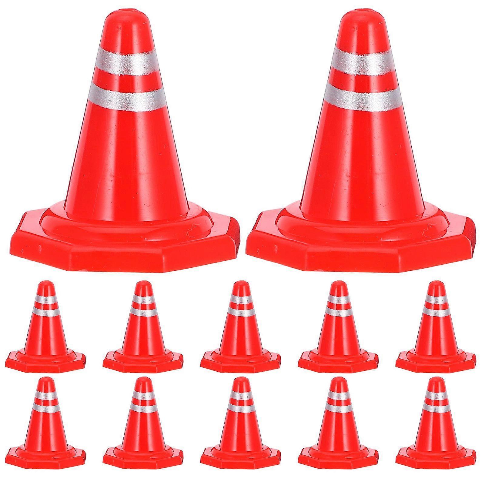 12pcs Traffic Roadblocks Simulation Sand Table Props DIY Road Cone Signs