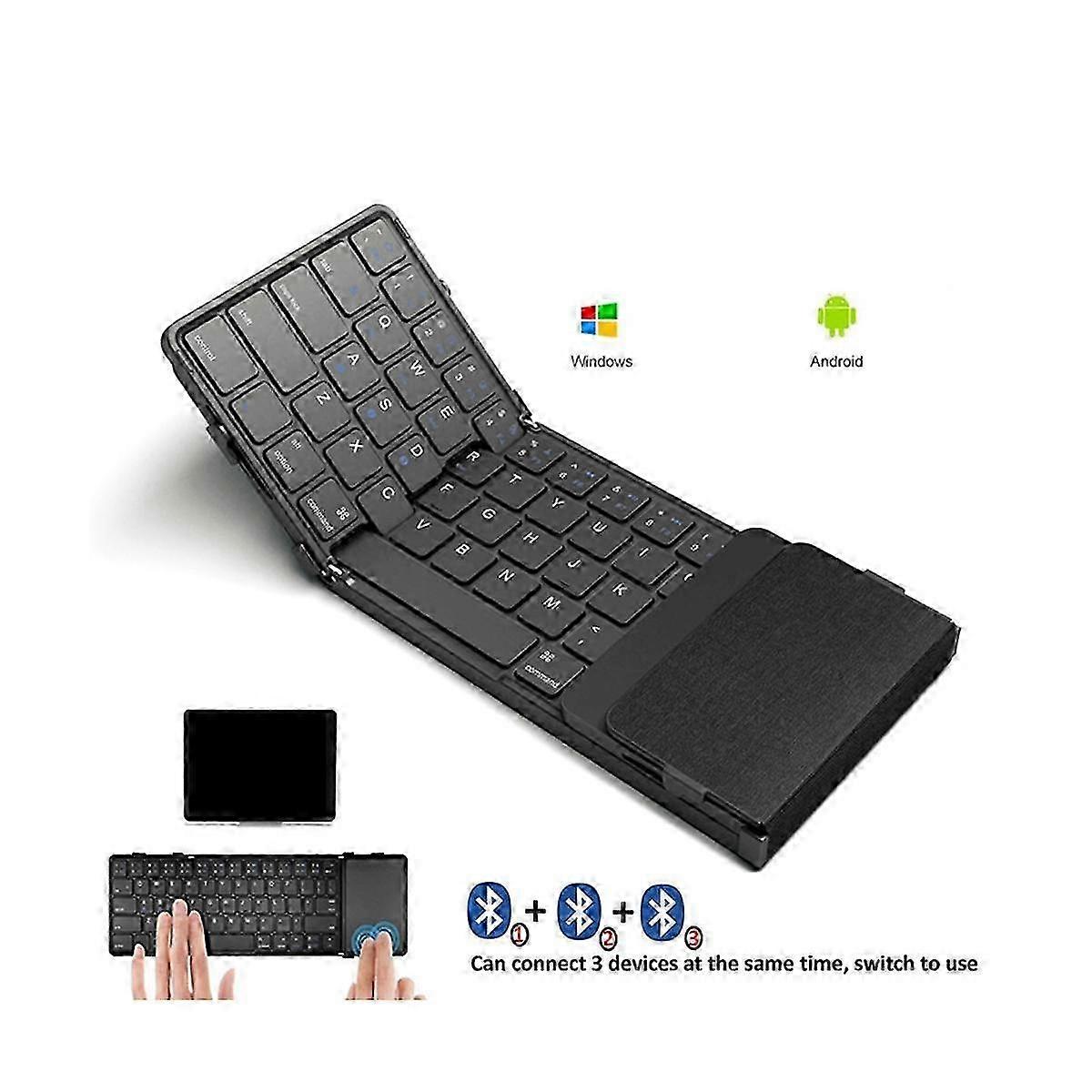 Foldable Bluetooth Keyboard -Folding Wireless Keyboard with Touchpad Rechargeable Keyboard suitable for Wind