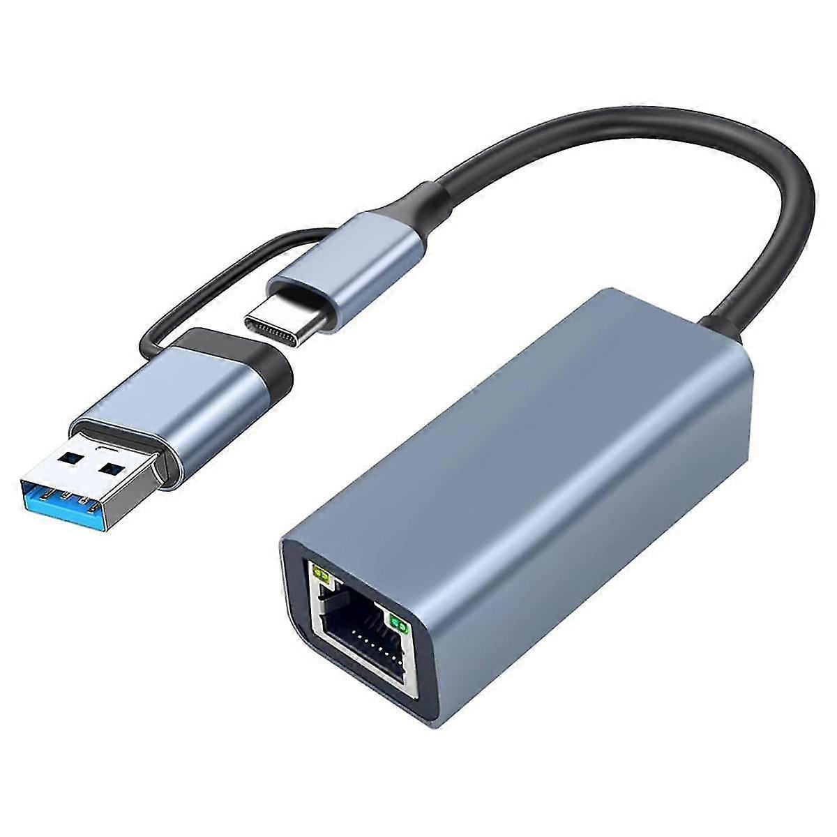 USB 3.0 til Ethernet-adapter med USB C til Rj45 Gigabit Lan 1000 Mbps kabelforbundet netværk, netværksadapter, til Windows