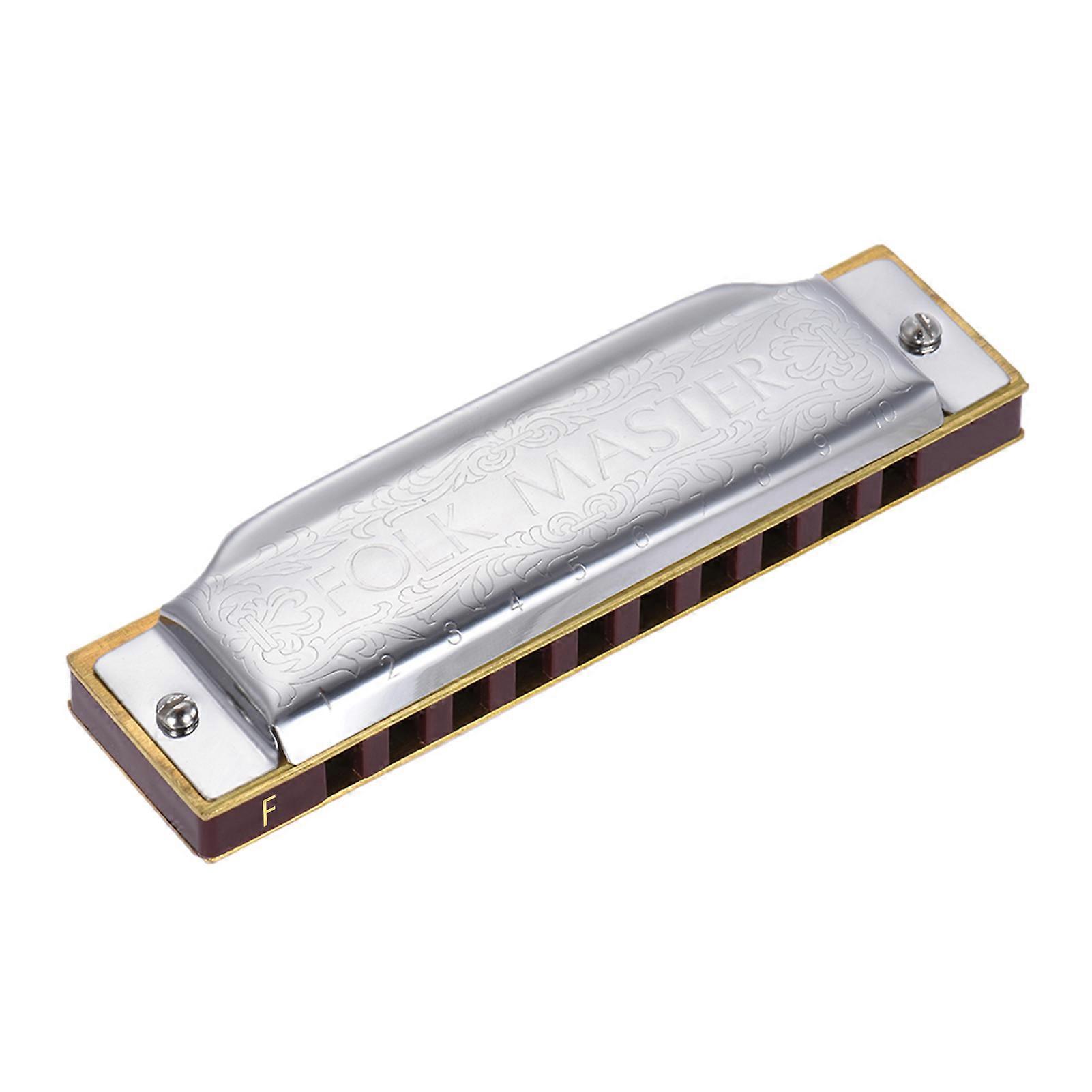 Suzuki Folkmaster 1072-F 10-Hole Diatonic Harmonica Key of F 20 Tone Standard for Beginner Student Music Practice