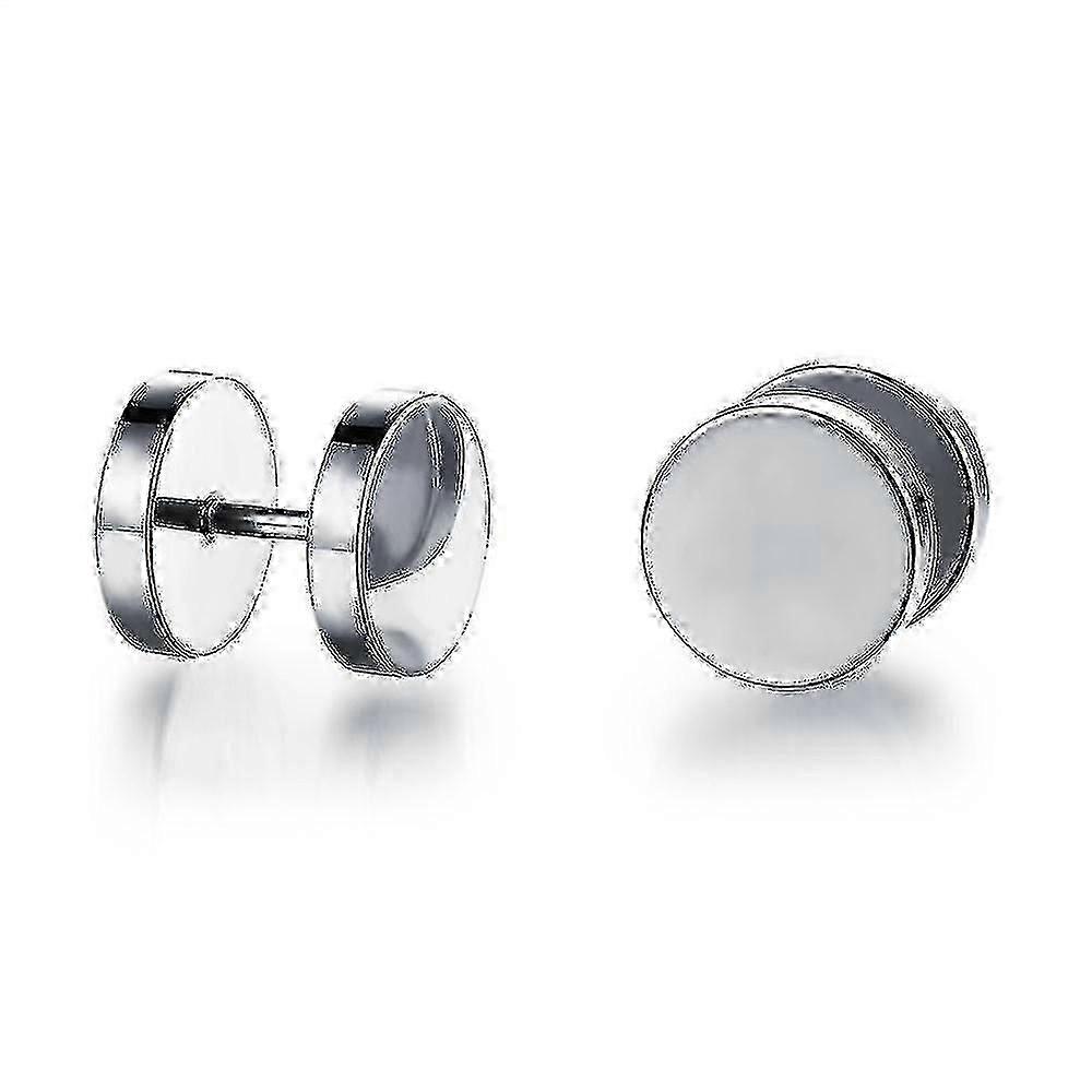 2pc Stainless Steel Punk Dumbbell Earrings Men Women Ear Studs Piercing