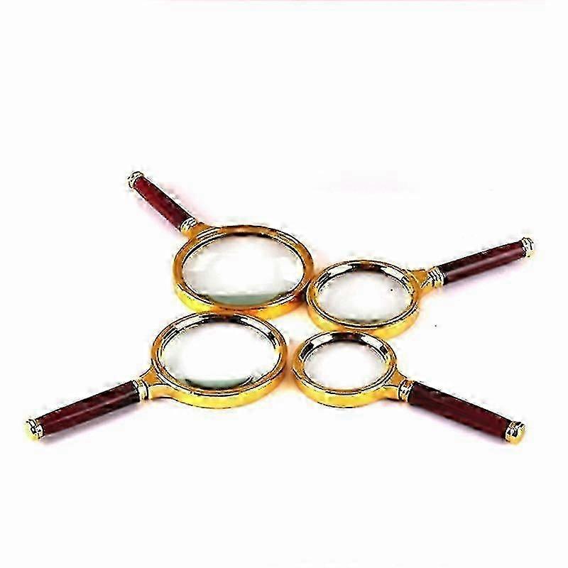 10x Handheld Magnifying Glass, Reading Magnifier, Antique Magnifying Glass With Classic Vintage Wooden Handle Design (4 Dimensions)
