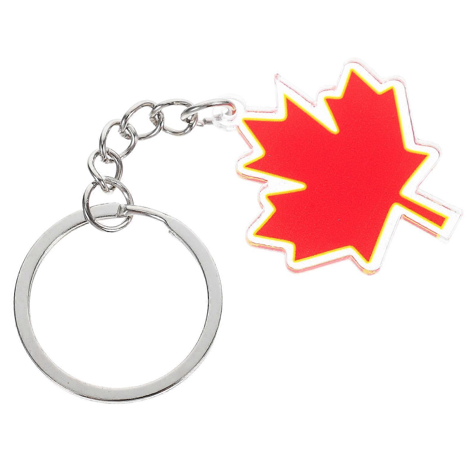 20Pcs Maple Leaf Keychain for Decoration Featuring Red Acrylic and Zinc Alloy