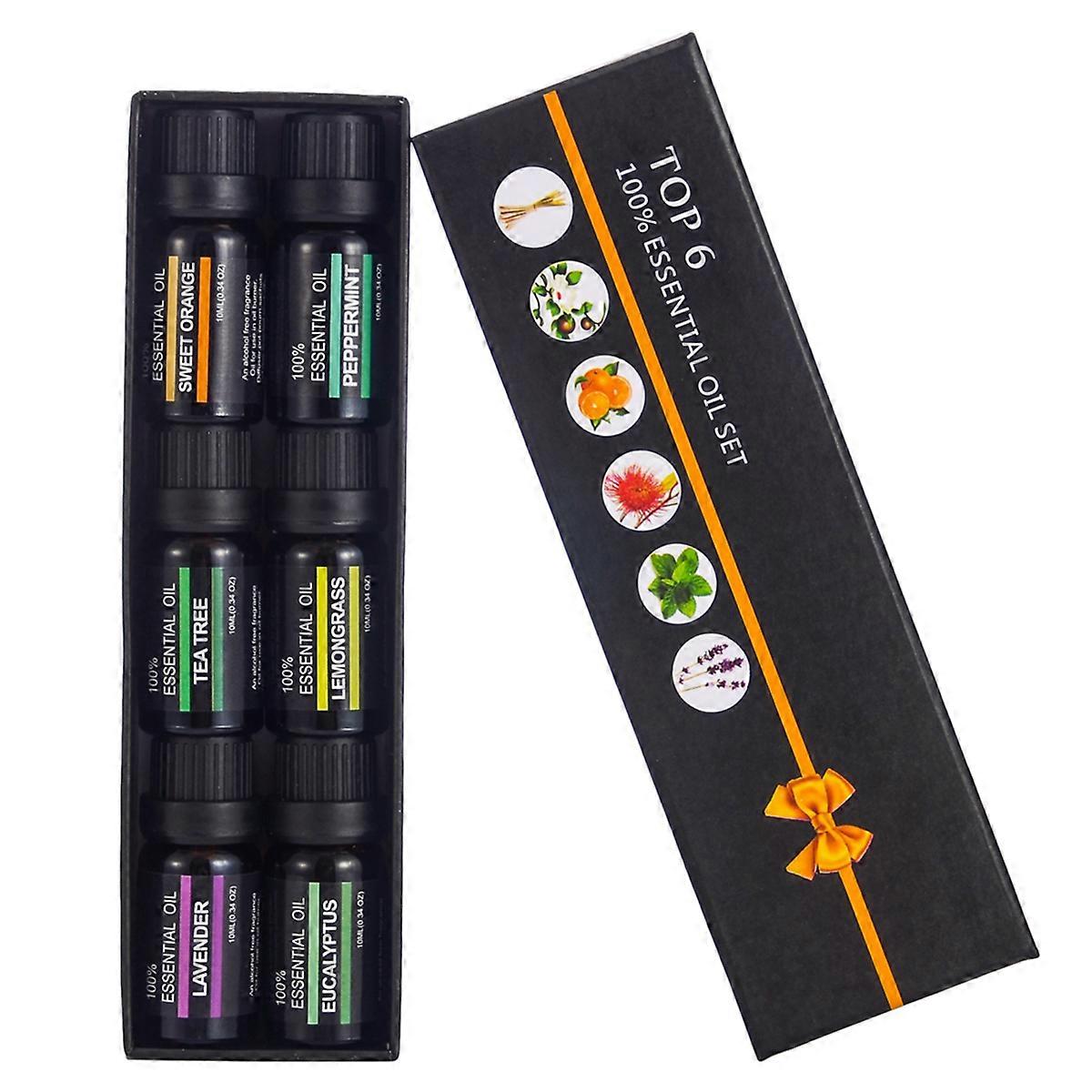 Therapeutic 6Pcs Essential Oil Set For Business Featuring Black Elegant Shape