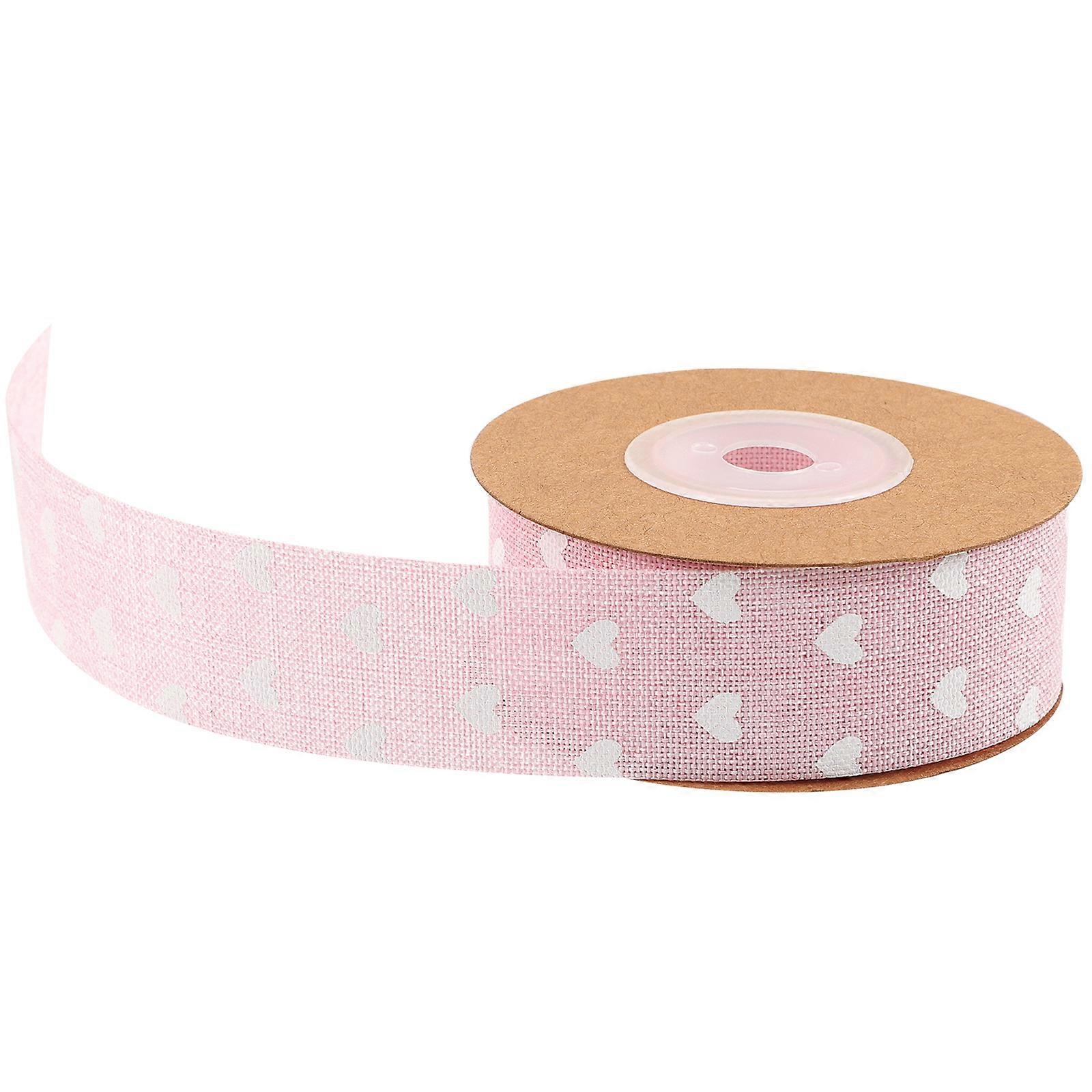 Loving Heart Ribbon Valentine's Day Decoration Ribbon Pink Imitation Hemp for Baking Packaging 1roll