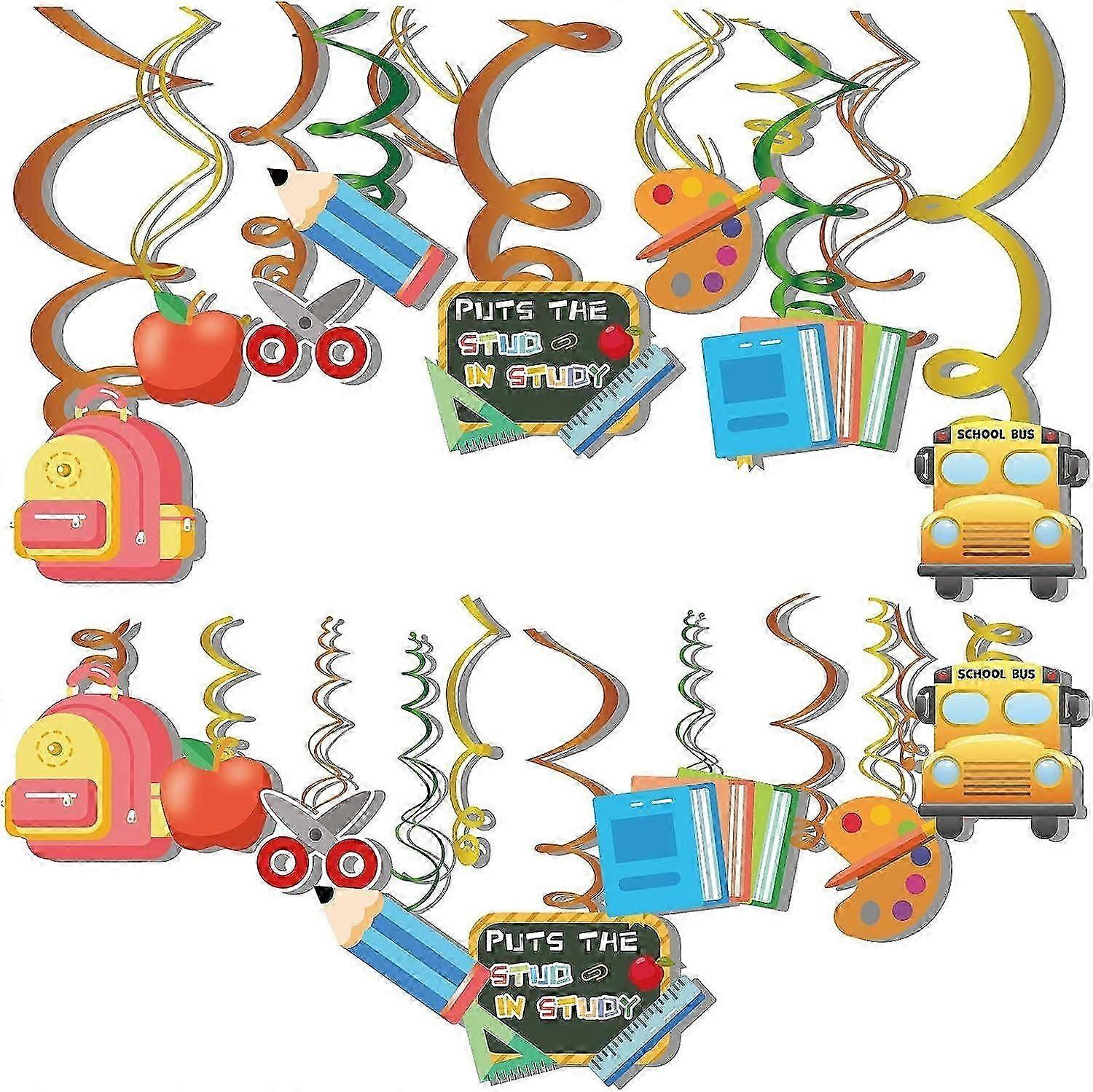 30ct Back To School Swirl Decorations -school Season Party Streamers