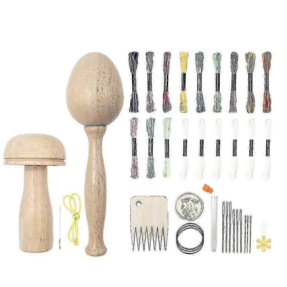 2 Pcs Darning Supplies Kit Darning Egg For Socks Darning Mushroom Wooden Darning Supplies With Eye