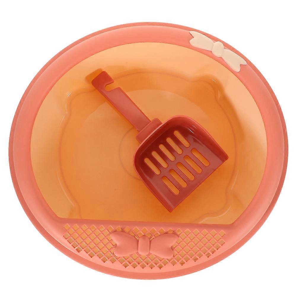 Open Type Cat Litter Box for Home Use with 1Set Pink Plastic