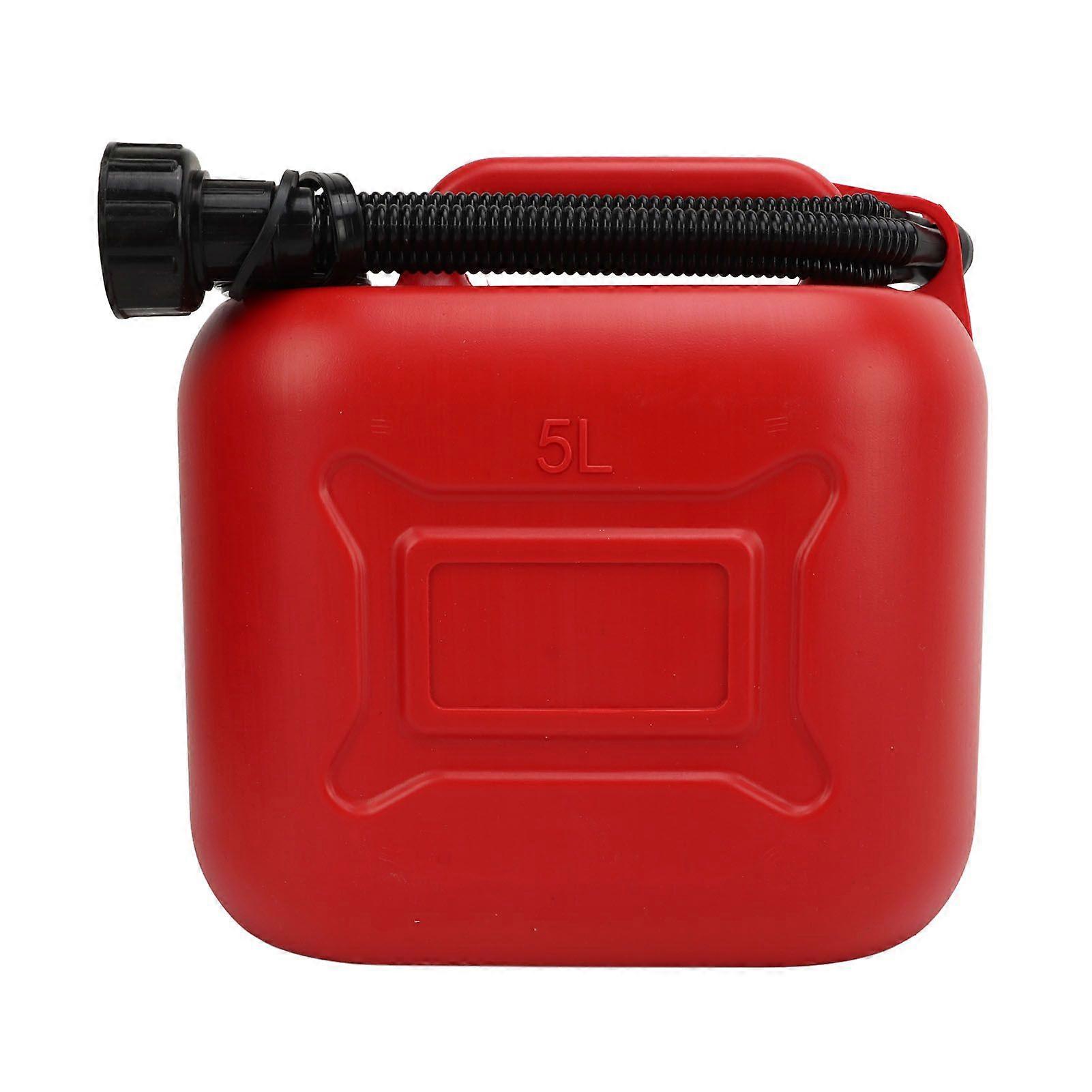 Gas Can 5L 1.3 Gallon ABS Leakage Free Red Portable Gasoline Container with 27cm Outlet Pipe