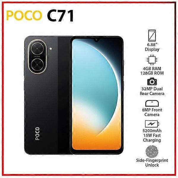  Xiaomi POCO C71 3GB+64GB BLACK Dual SIM Unlocked Android Cell Phone Black