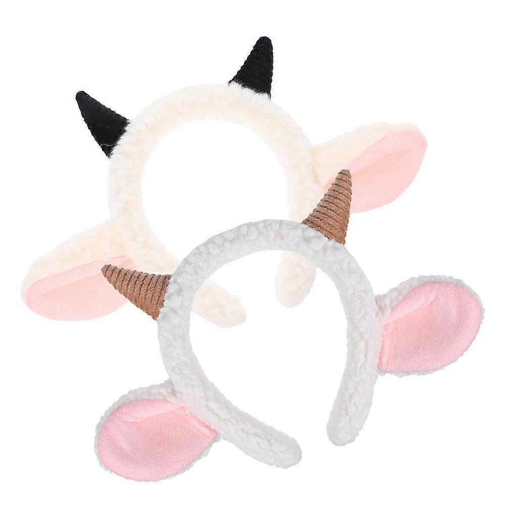 Sheep Ear Headband for Performances 6Pcs Cute Plush Lamb Horn Costume Accessory