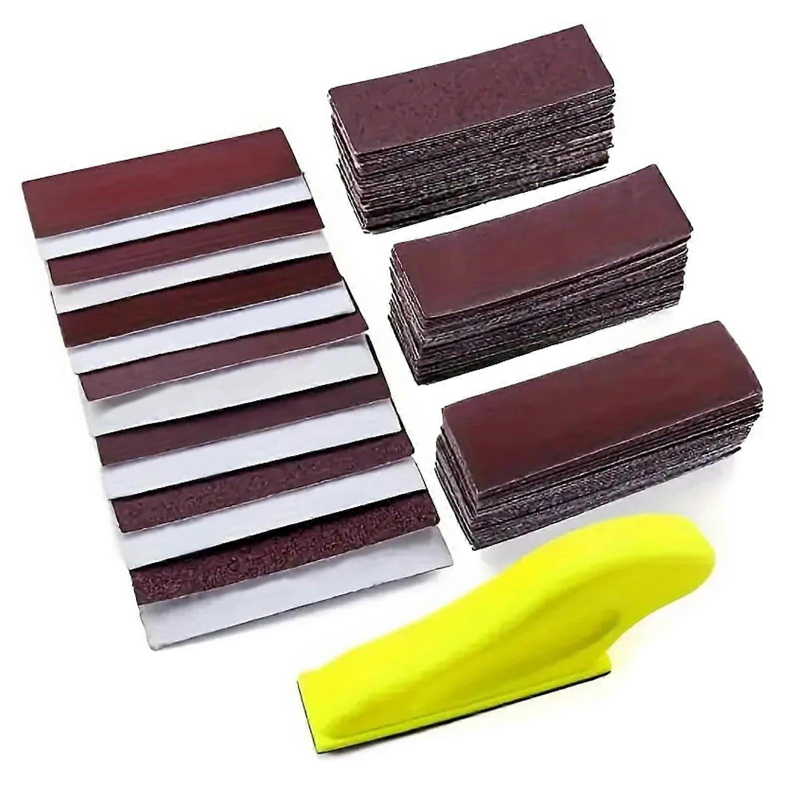 71pc Sandpaper Sanding Block Tool For Woodworking Smoothing And Refinishing Grits 80 120 180 240 400 600 Red