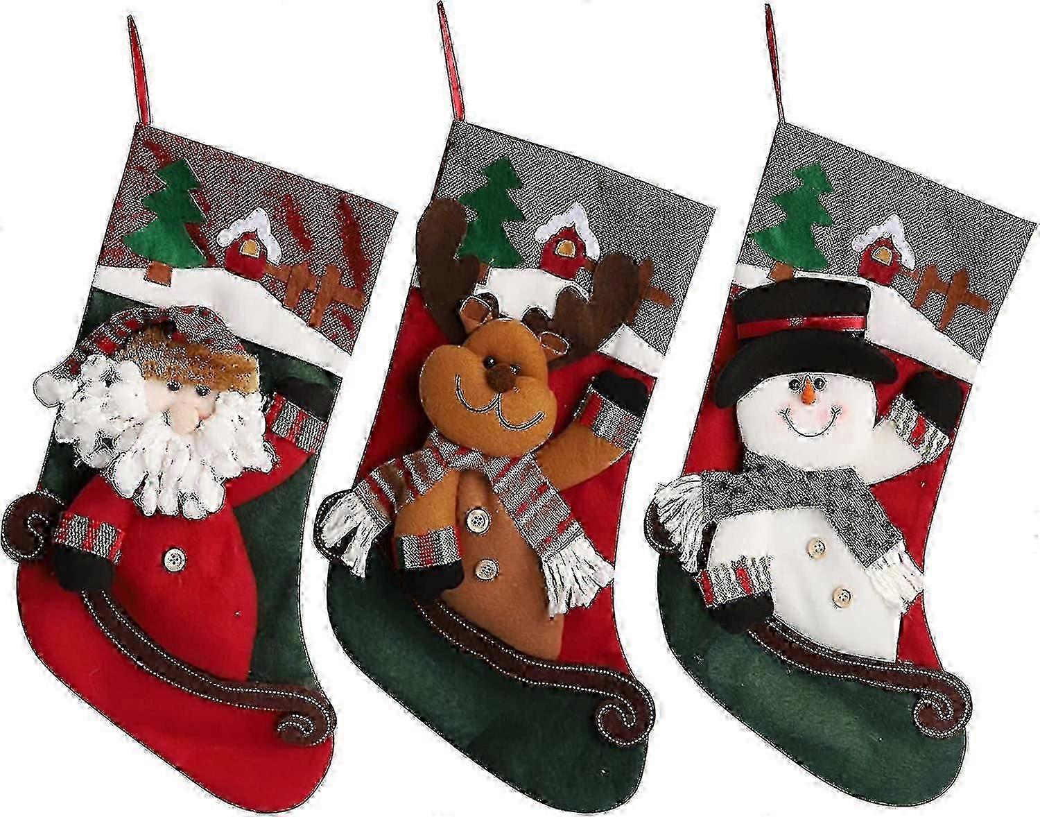 3 Pack de bas de Noël - 3d Santa Claus Candy Sock Large, 17,5 pouces
