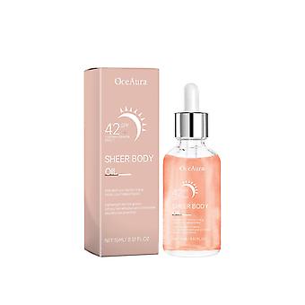 Sunglaze Sheer Body Mist Sonnenschutz LSF 42, angereichert mit schimmerndem Körperöl, feuchtigkeitsspendendem Nebel, spendet Feuchtigkeit, verleiht der Haut ein strahlendes Finish, leicht, schnell und fest
