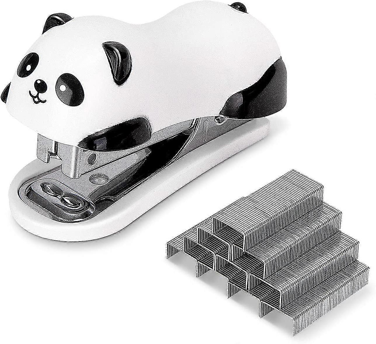 Mini Cute Panda Desktop Stapler, Office Stapler, 12 Sheet Capacity, Includes Built-in Staple Remover