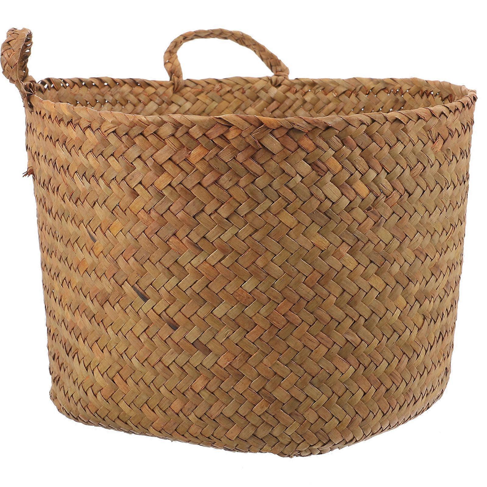 Storage Basket Cat Cute Baskets Desktop Organization Brown Straw Material Function 1Pack