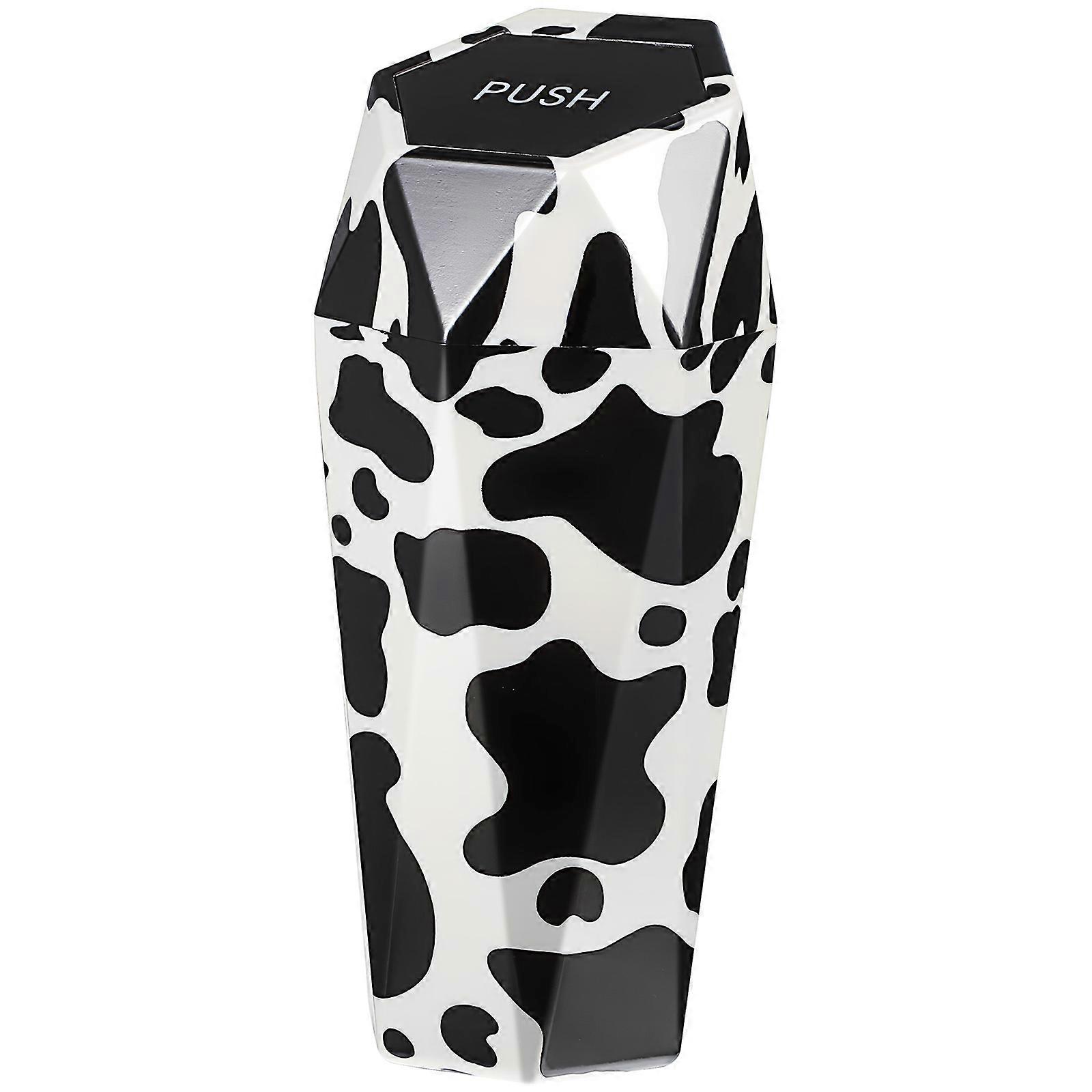 Space-saving Car Garbage Can Compact Automotive Car Owners Use Cow Print Design Plastic 1 Set