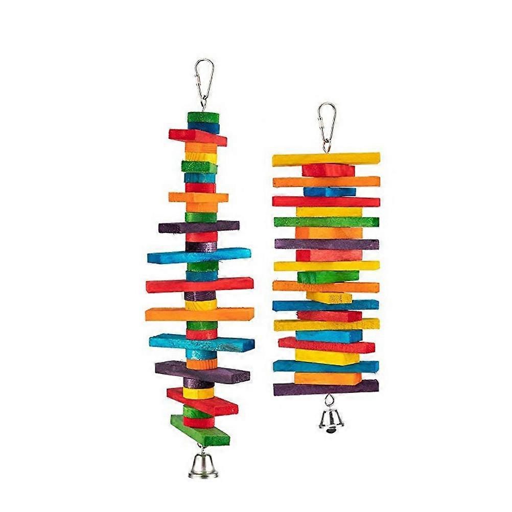 Parrot String Toy Colorful Block Bite Toy for Playing 4Pcs