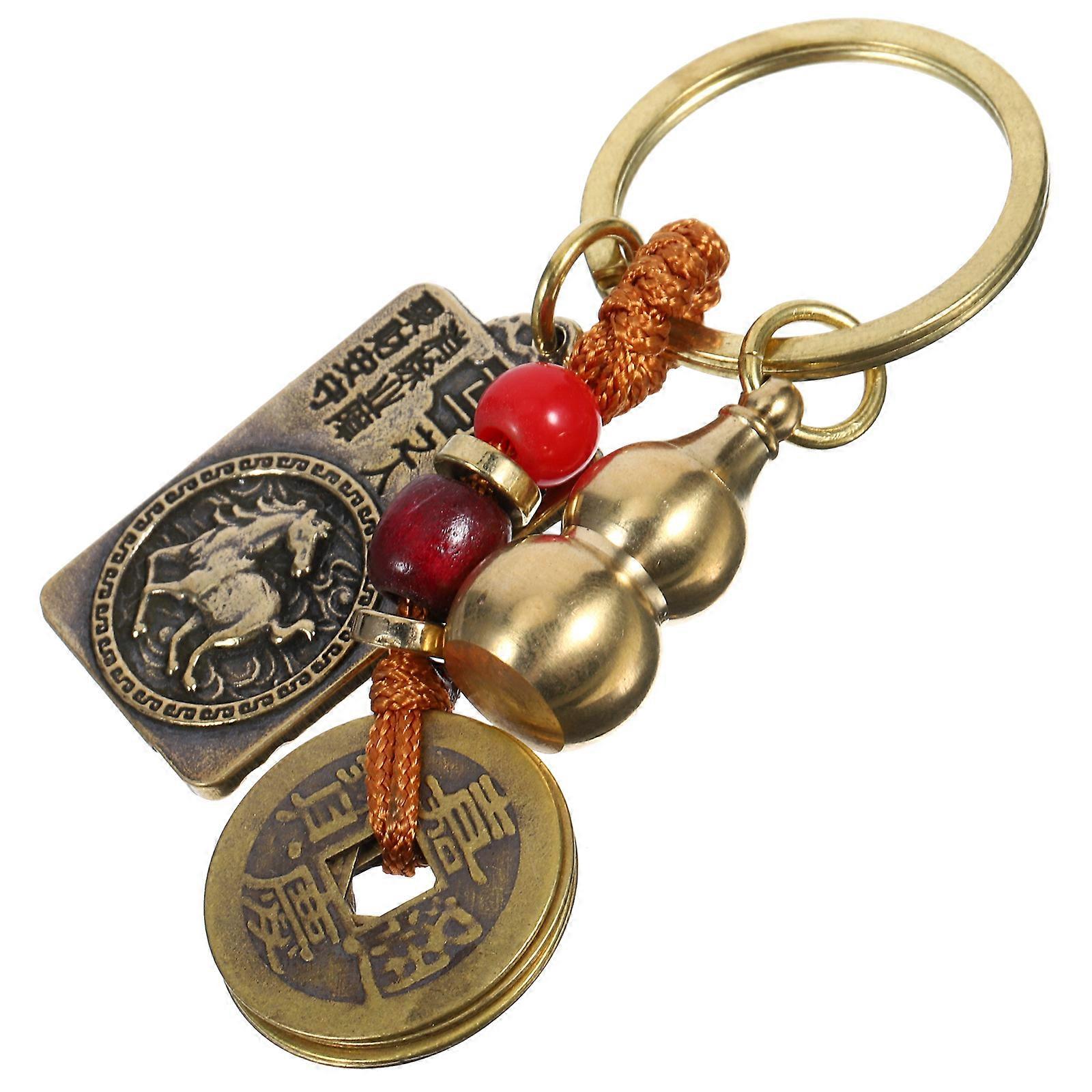 Portable Brass Keychain Pendant 4Pcs For Daily Use Attractive Hanging Decoration Square Shape Easy To Use