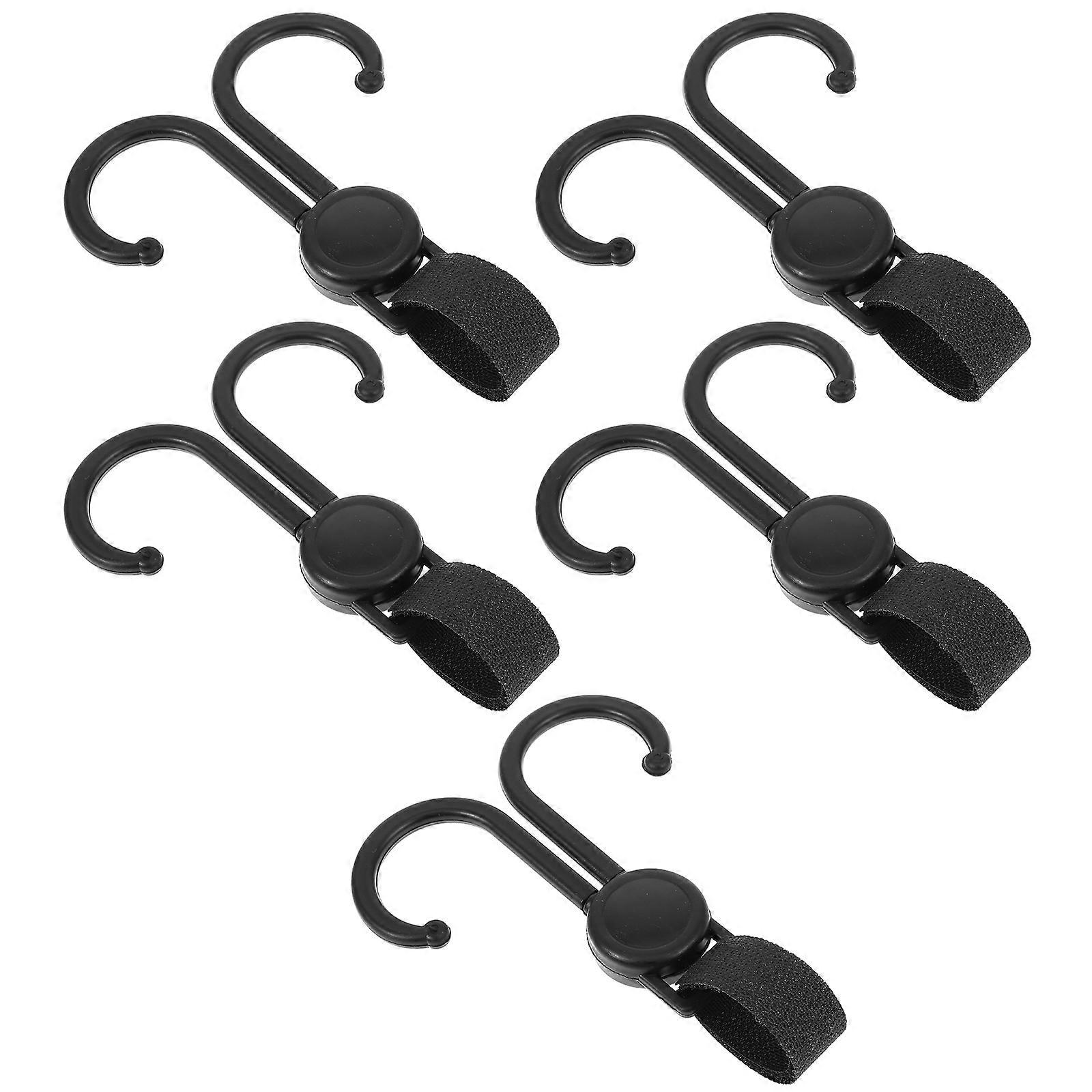 Stroller Bag Hook Portable Double Hook for Stroller Electric Scooter Home Use Black Pp Hanging 5Pcs