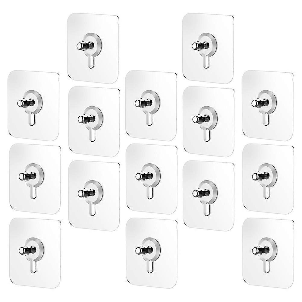 Adhesive Hooks with Screw Rod for Home Use 15Pcs Clear Set