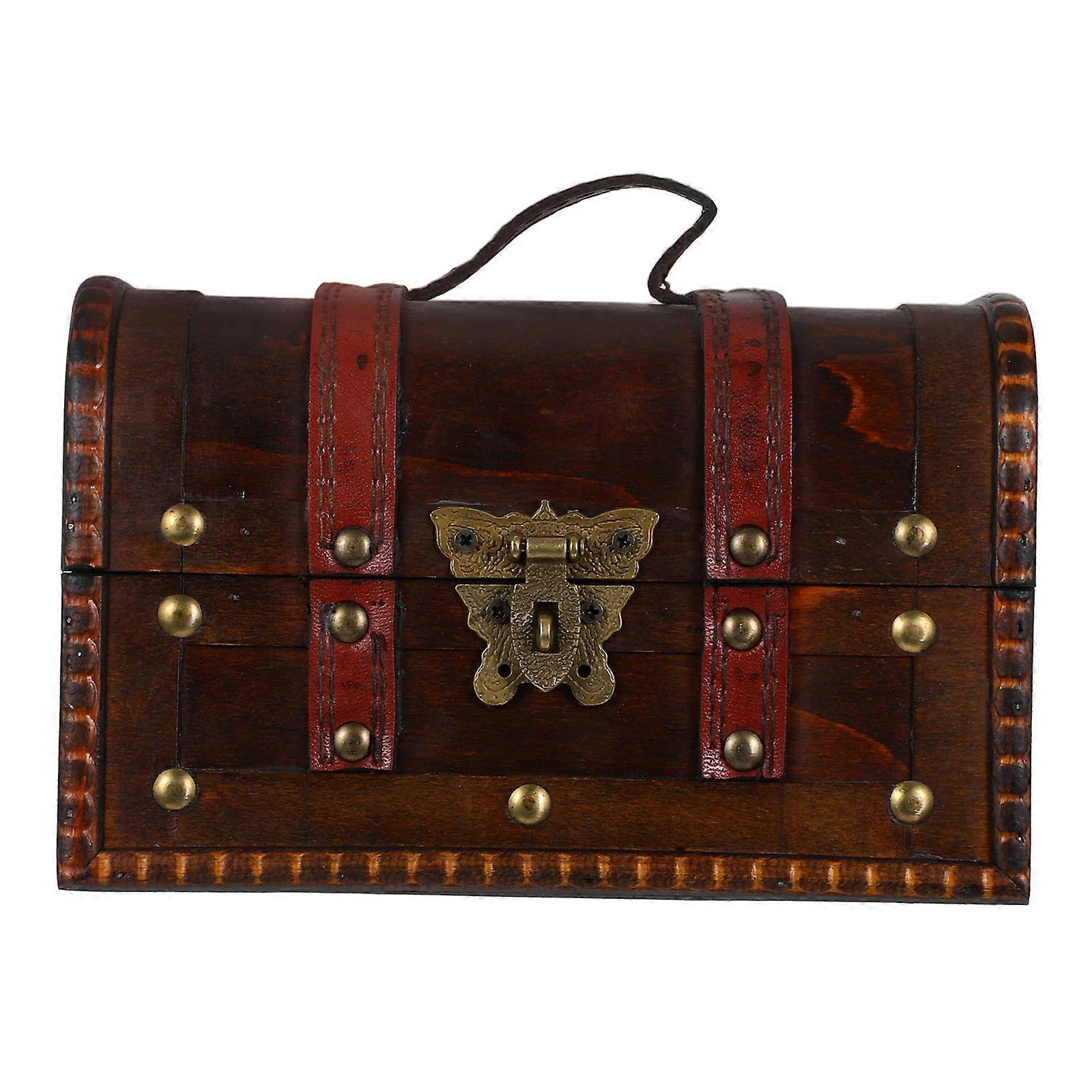 Vintage Storage Chest Box Four Pack For Home And Office Decoration Dark Brown Rectangle Design With Lockable Security Feature