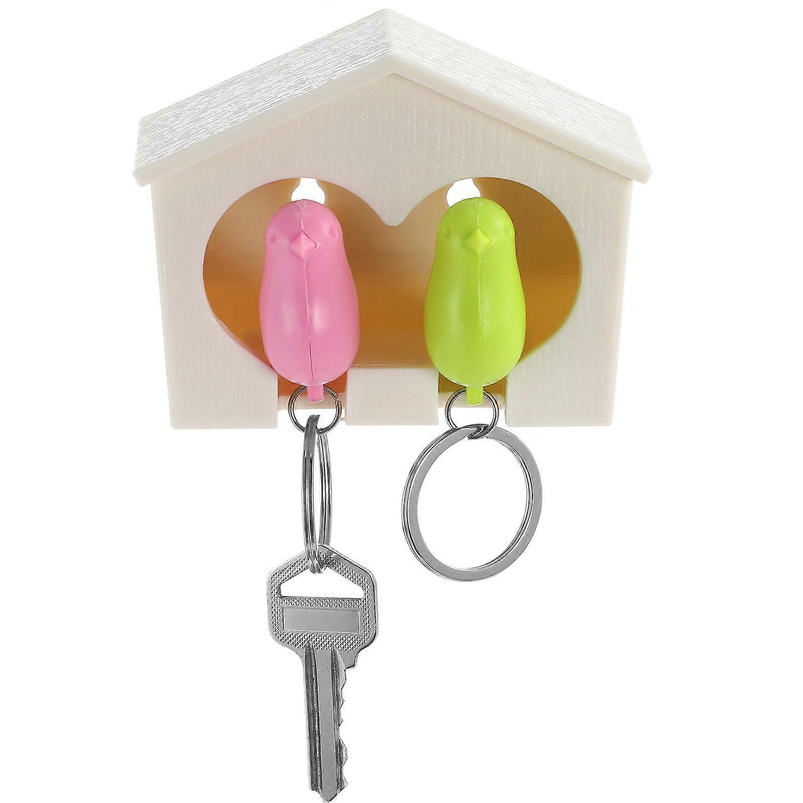 Key Ring Birdhouse for Organize The Key with 2Pcs Whistle Sparrow Holders