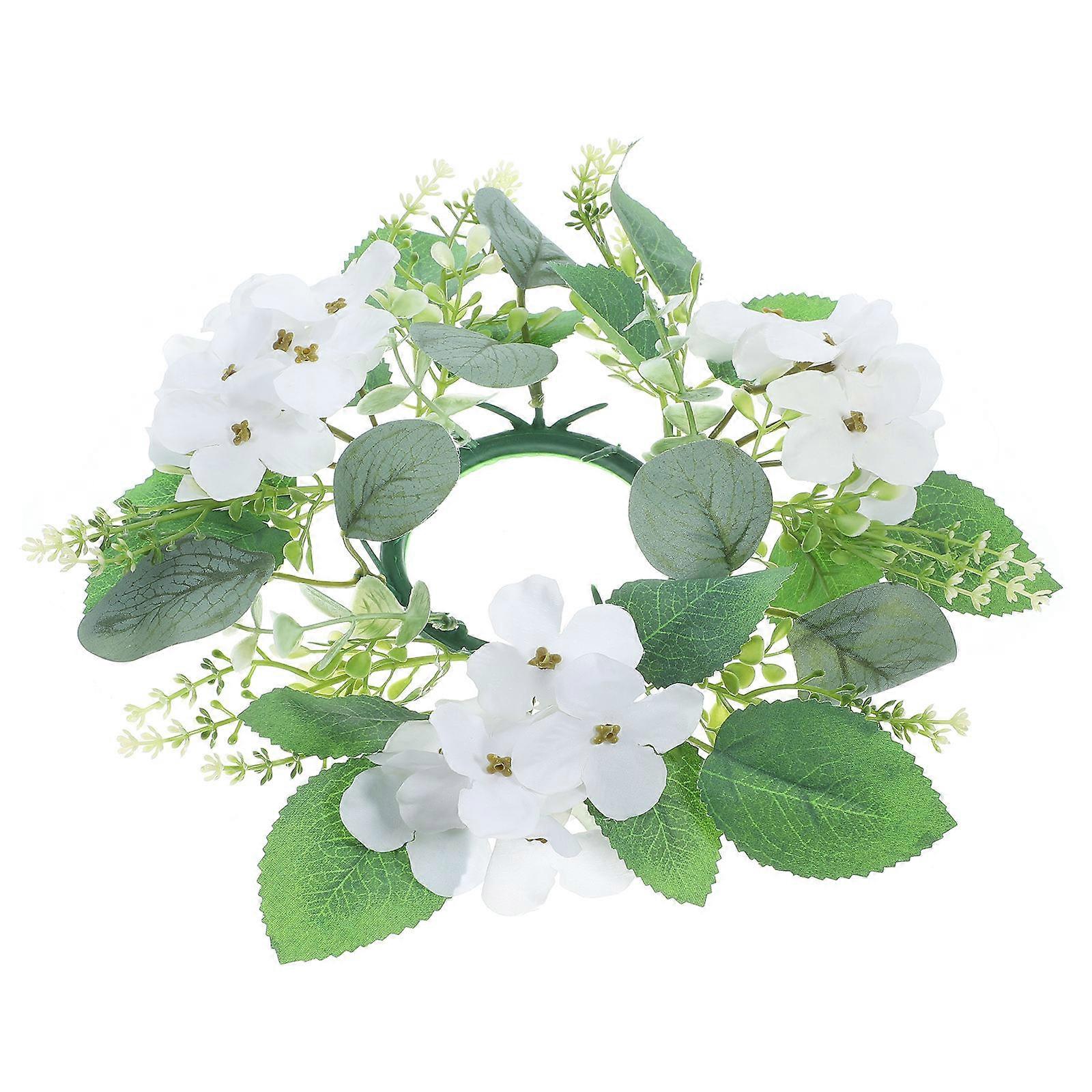 Artificial Floral Wreath Candle Ring for Decor 2Pcs Wedding Table Display