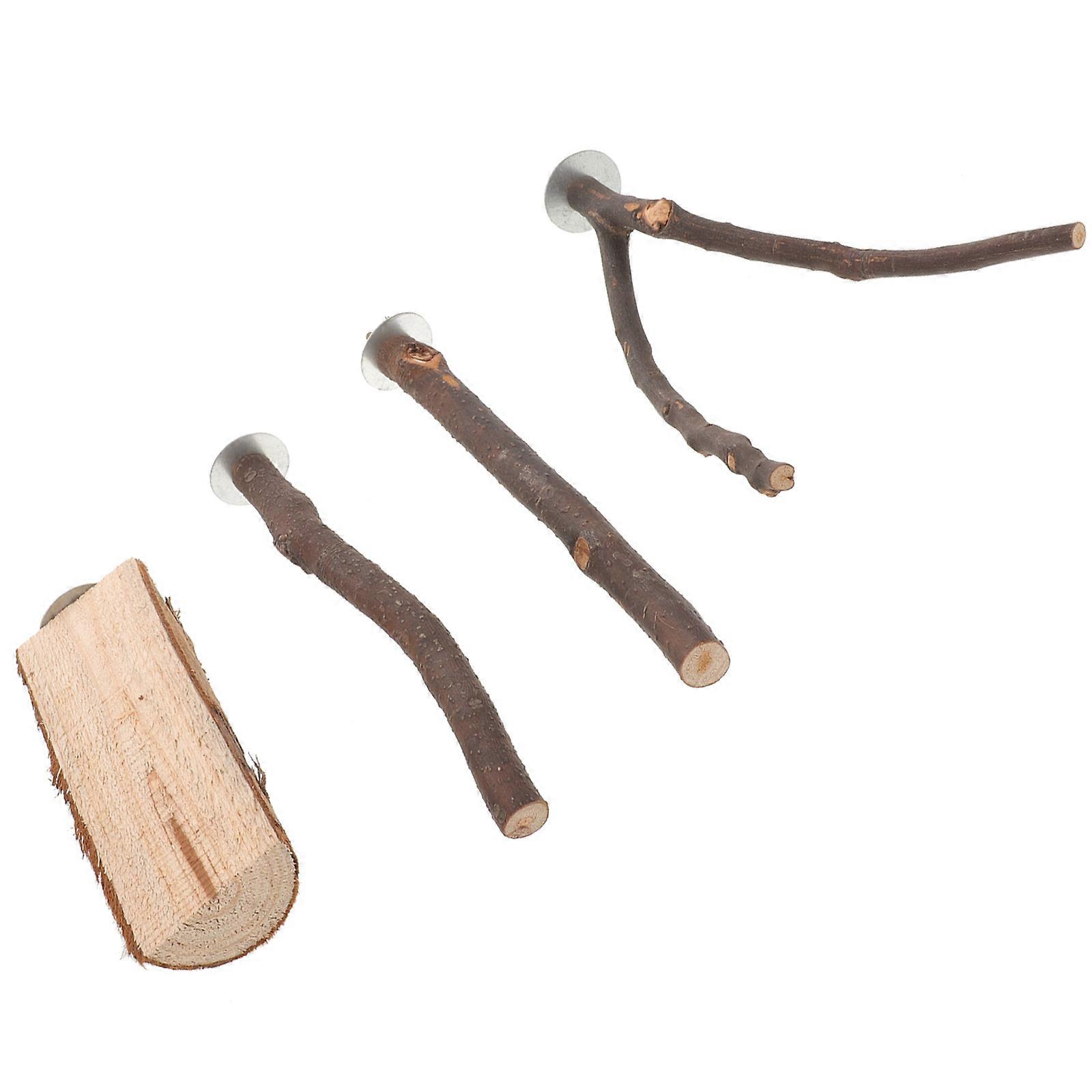 Parrot Perch Wooden Bird Stand Platform for 4Sets Assorted Color Material