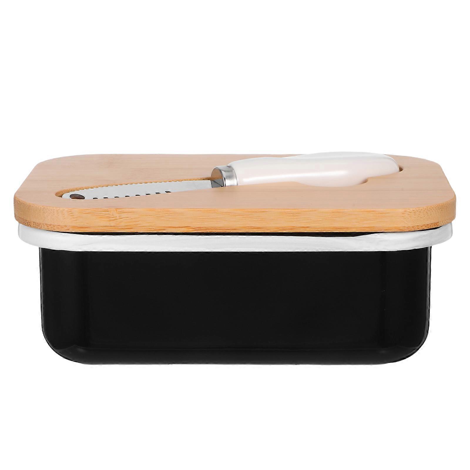 Butter Tray Covered Container for Countertop Use 3Pcs Black Material Set