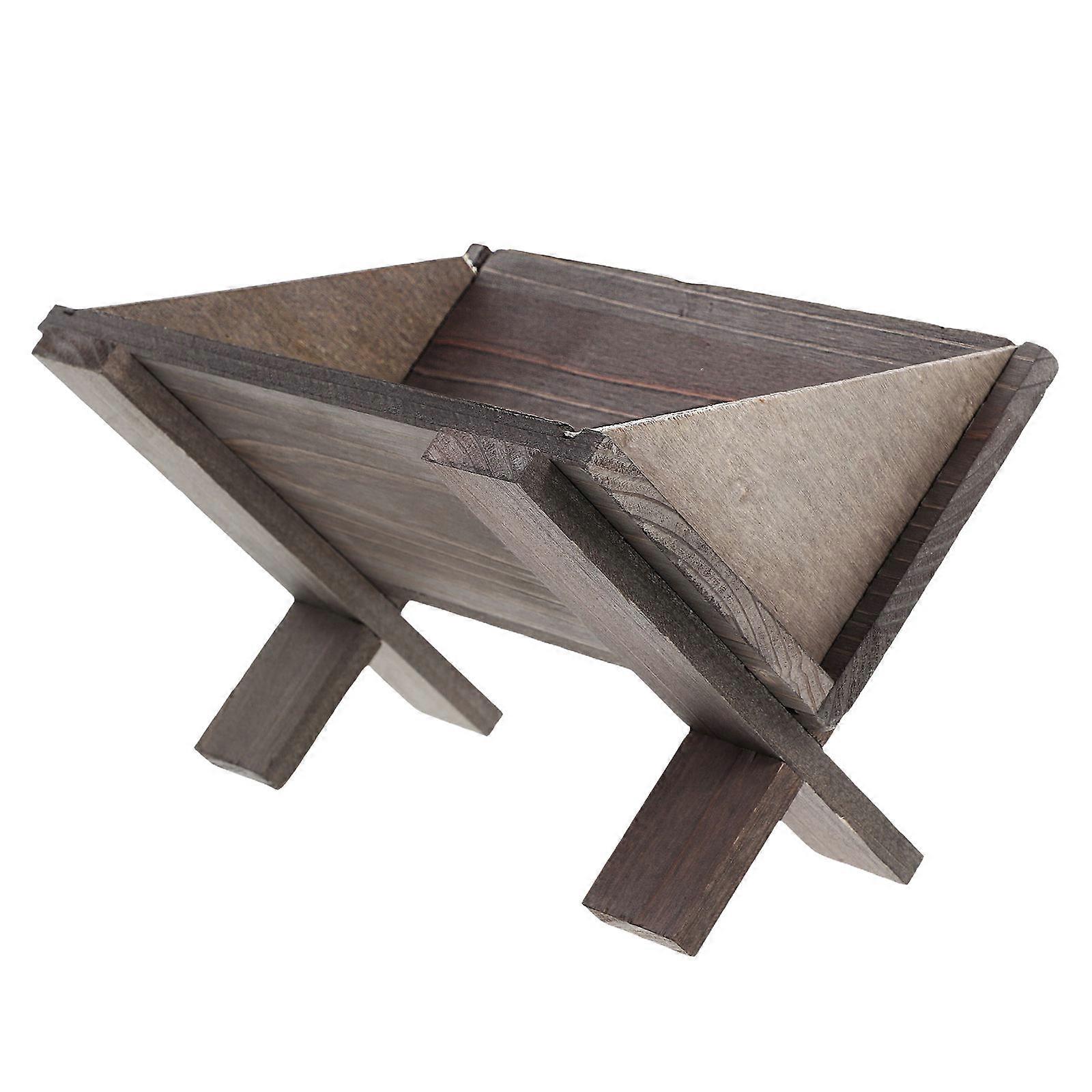 Kerstversiering: houten kerststal (set van 4)