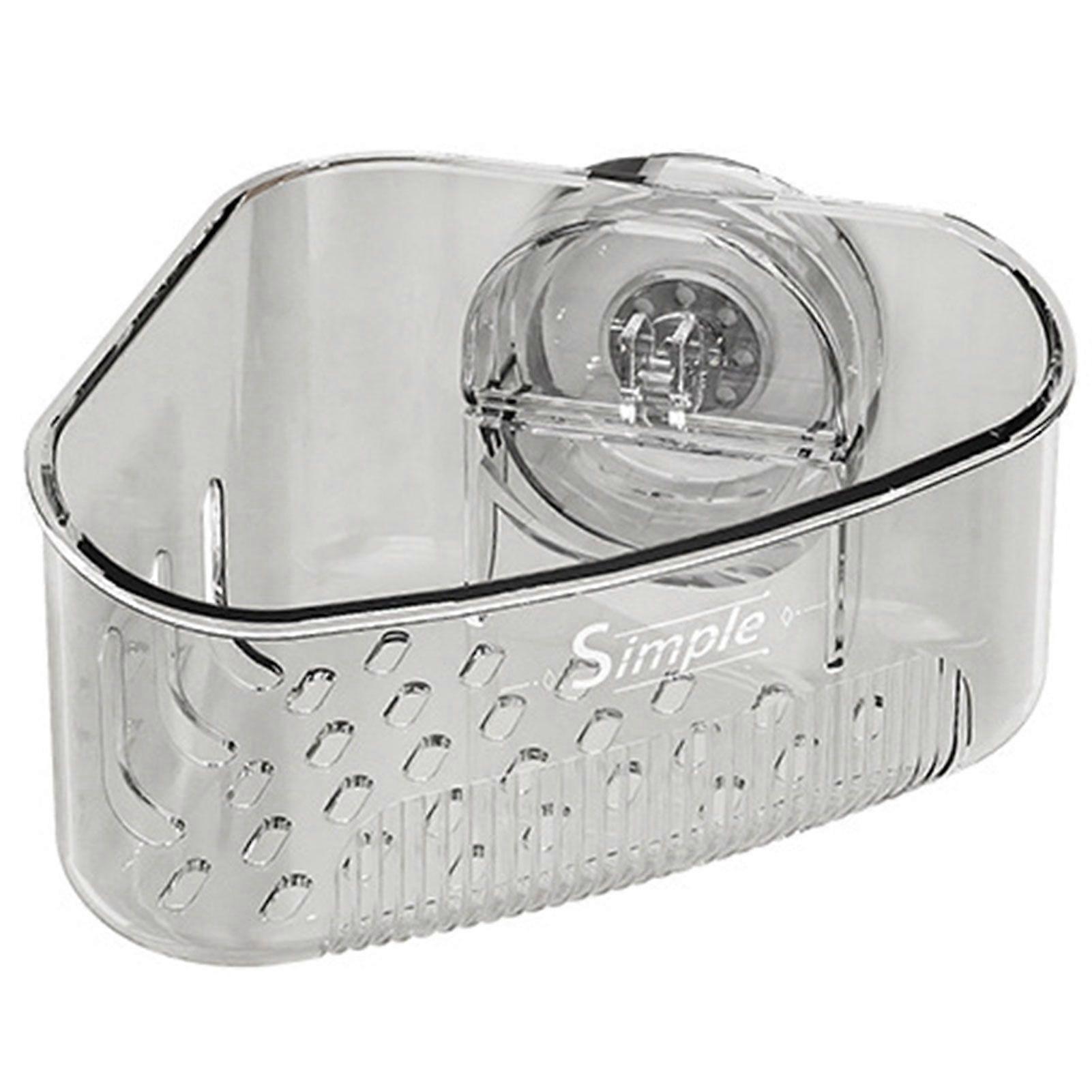 Kitchen Sink Corner Sponge Holder Suction Cup Triangular Drainer Caddy Space Saving Modern Kitchen Storage Rack