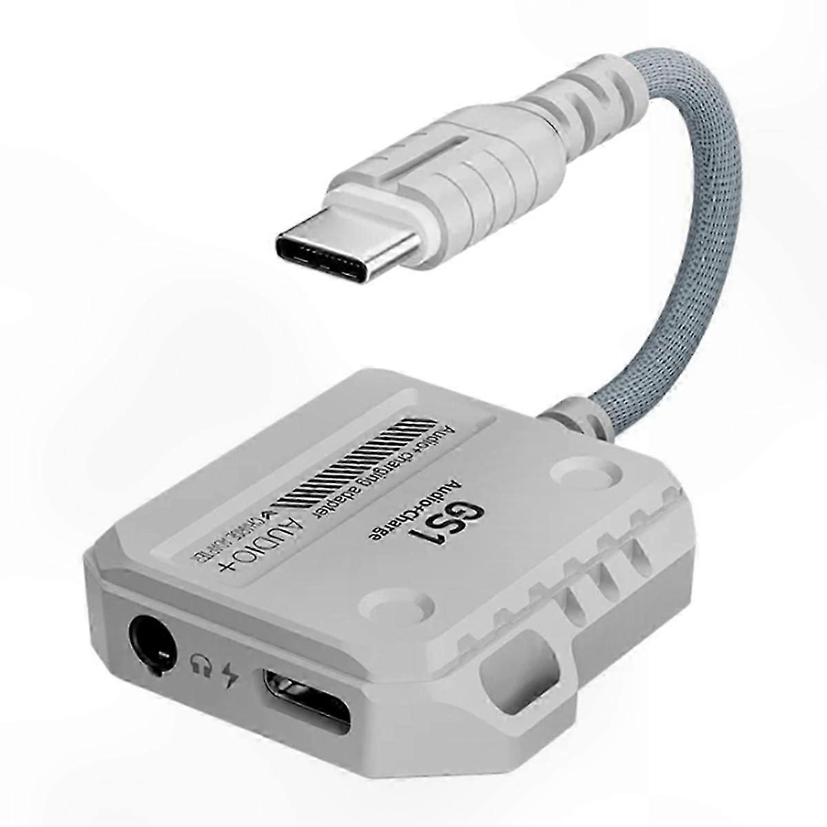 Plextone GS1 Type-C 2-in-1 Headphone Adapter with 60W Fast Charging for Mobile Phones