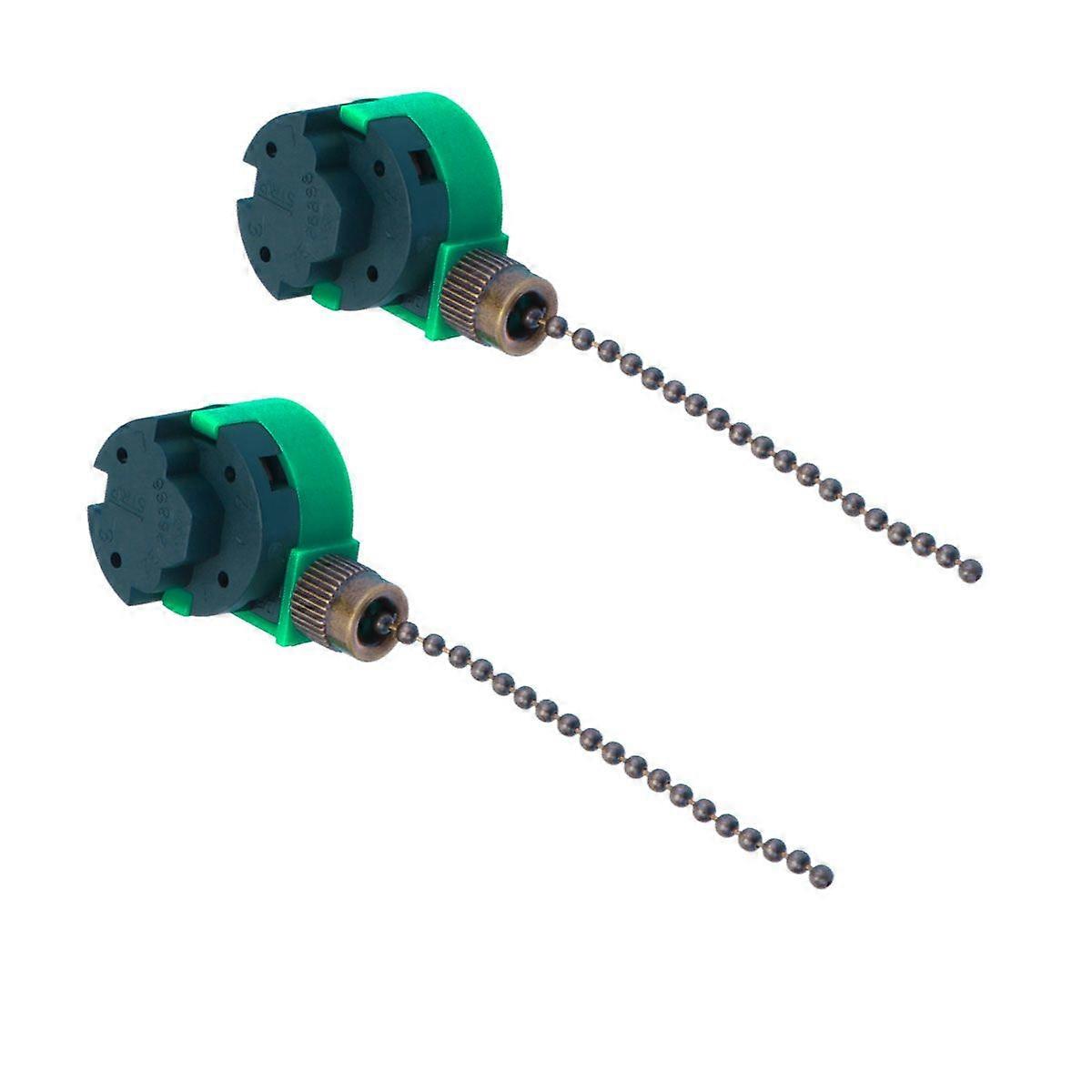 2Pcs 3 Speeds Adjustable 220V Ceiling Fan Pull Chain Switch Ceiling Fan Light Lamp Replacement Pull Cord (Brown)