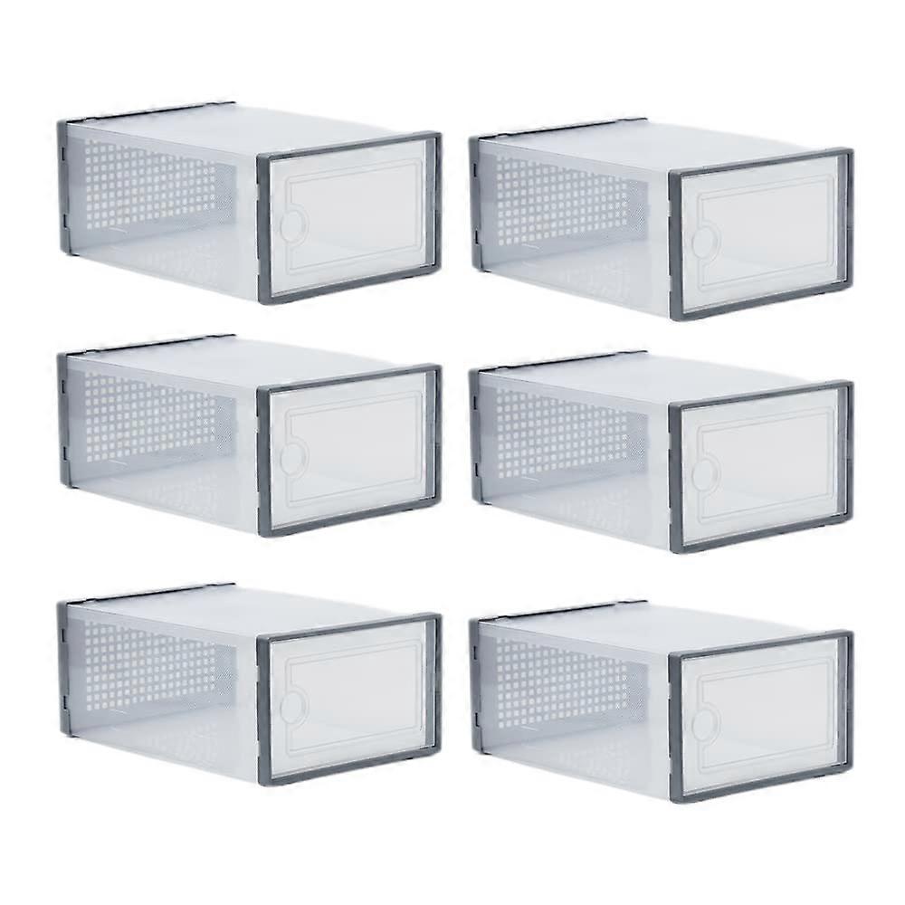 Stackable Shoe Box Plastic Stackable Shoe Storage Box 6 Piece Grey Shoe Organizer Drawer Box For Women And Men