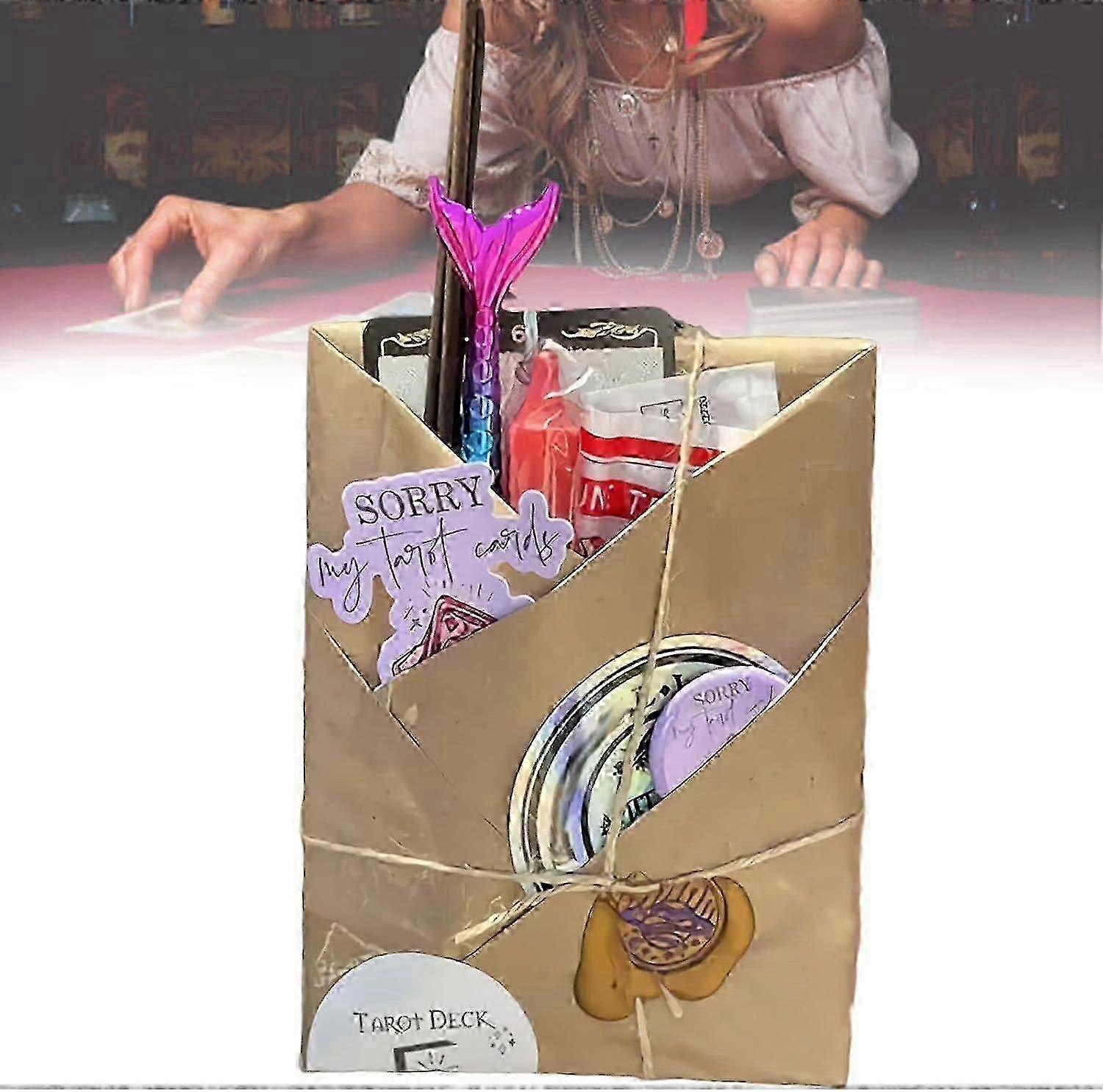 2025 Blind Date with A Deck, Blind Date Tarot, Mystical Divination Card Gift Set with Crystals, Stickers & Bookmarks, Divination Spiritual Exploration