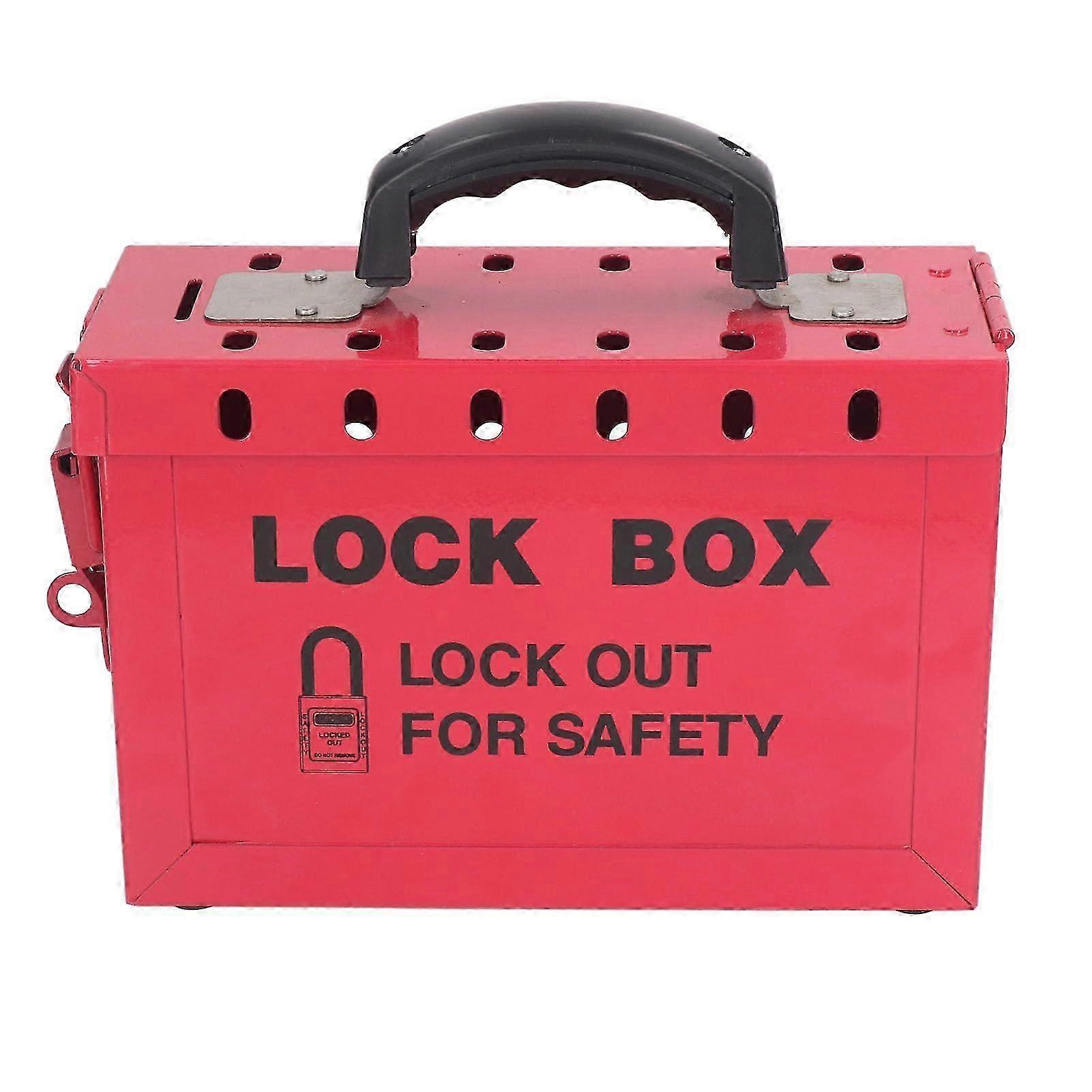 Stainless Steel Lockout Tagout Box, Ergonomic Handle, Large Capacity, Hinged Lid, Latch, Visible Hole, OSHA Compliance Ref: 6793