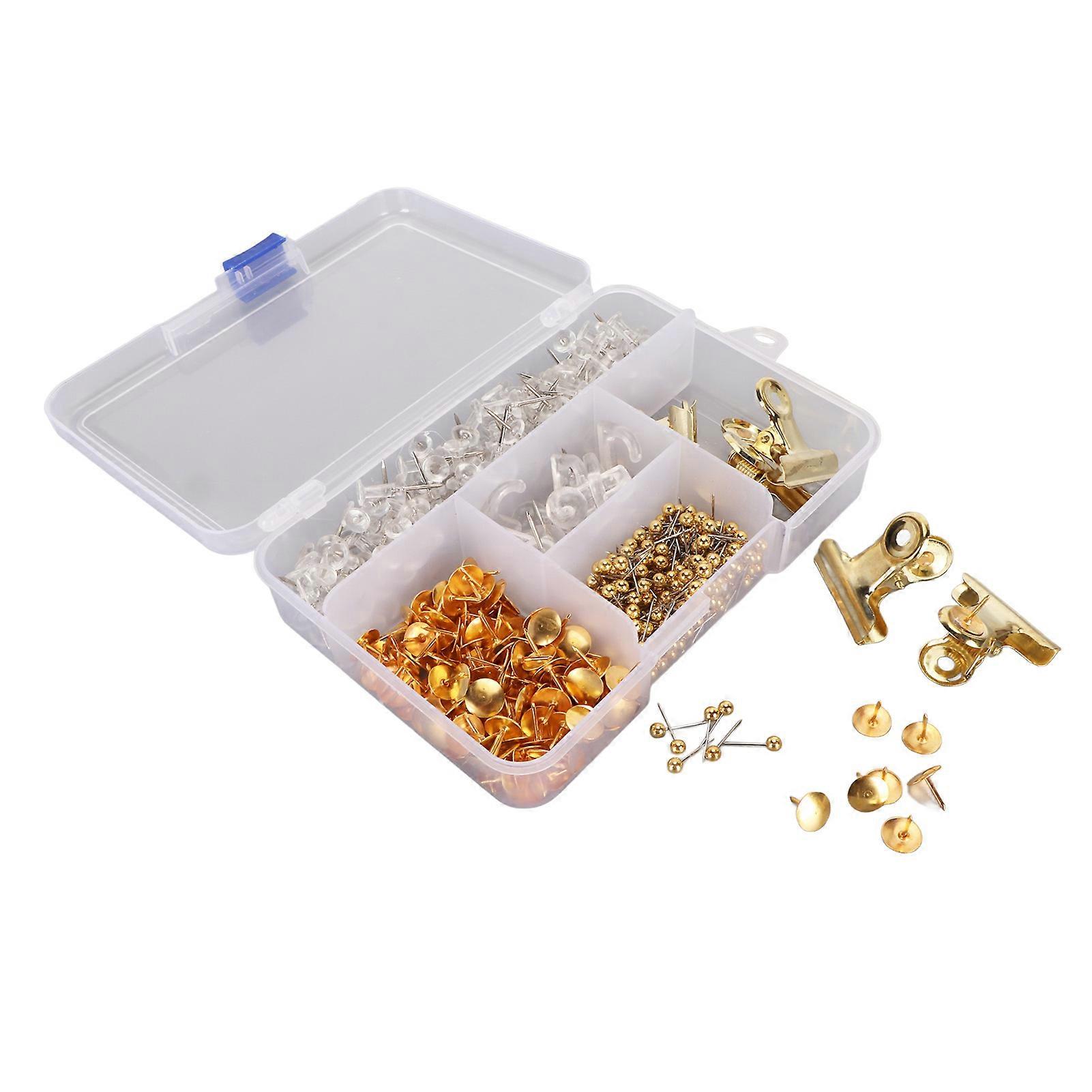465pcs Gold Push Pins Set Multipurpose Decorative Gold Thumb Tacks Set for Cork Board Bulletin Board Picture Photo Map