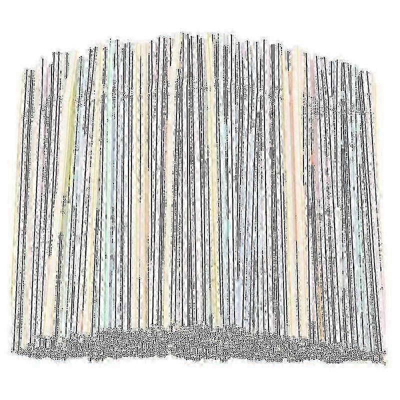1000 Pcs Flexible Plastic Straws Striped Multi Colored Disposable Straw(65%off)_cde13