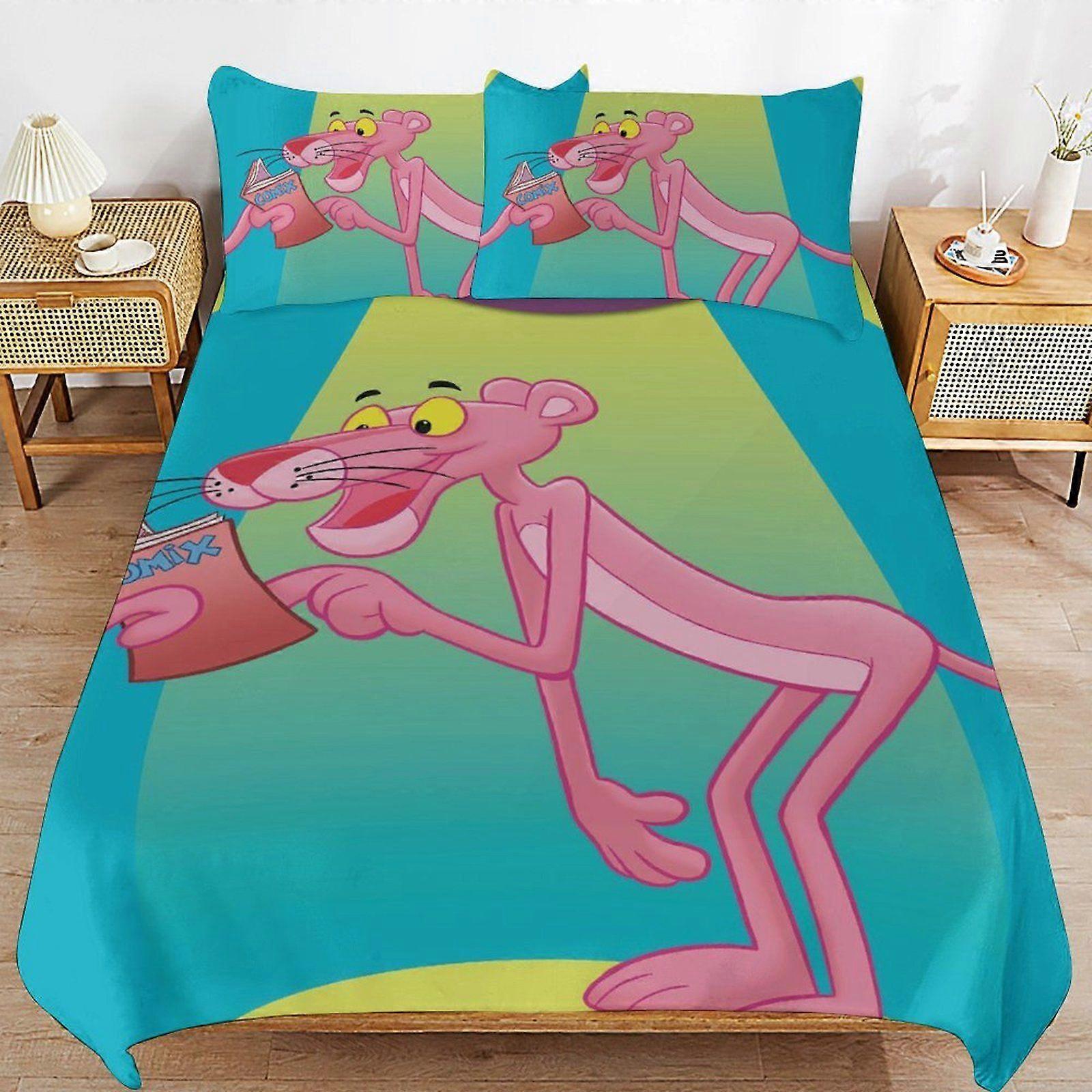 t628 The Pink Panther Machine Wash Safe Practical Zipper Soft Touch Quality Fabric Duvet Cover Sets for Comfortable Sleep u628