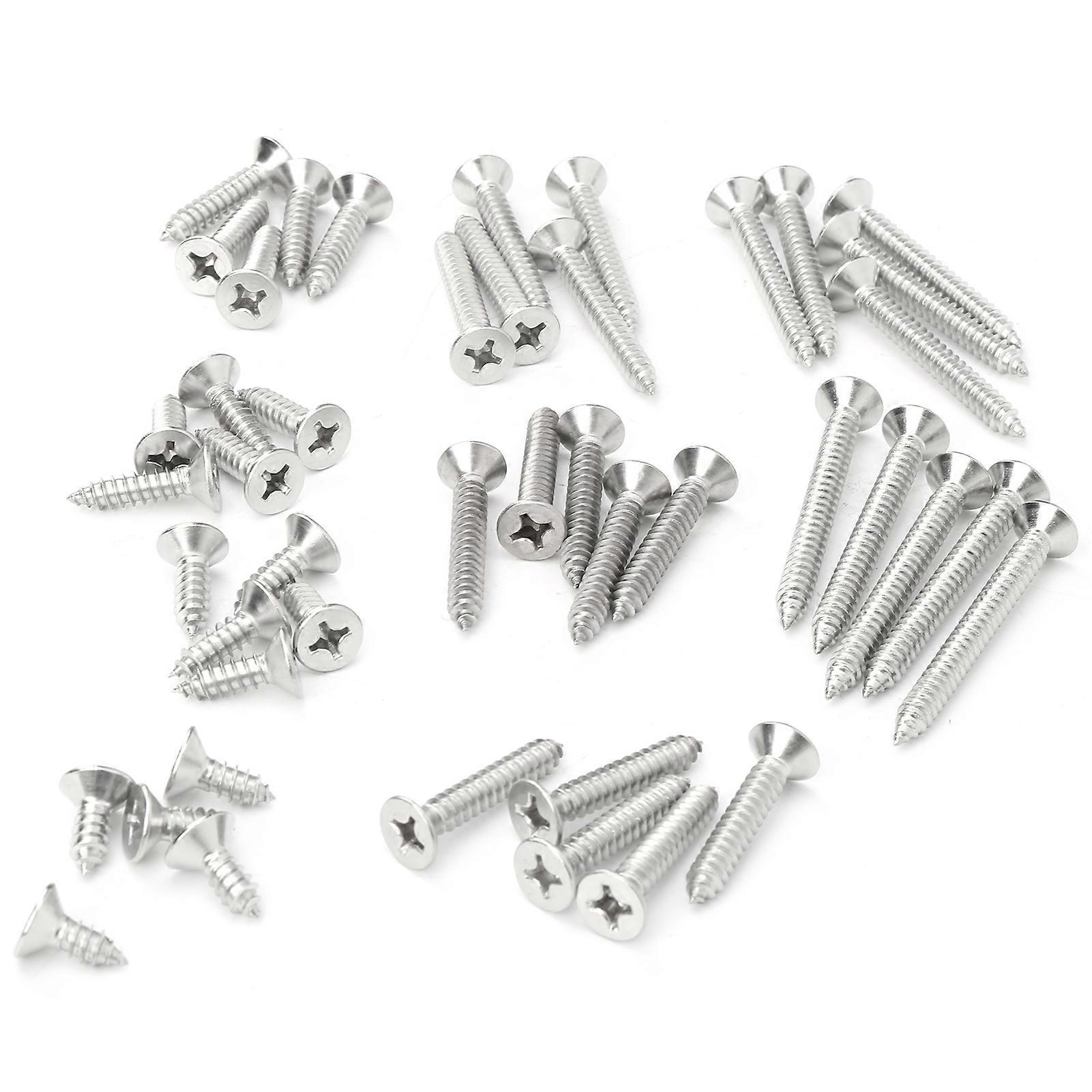 45Pcs SelfTapping Screw 304 Stainless Steel Cross Countersunk Head M6 MultiLength