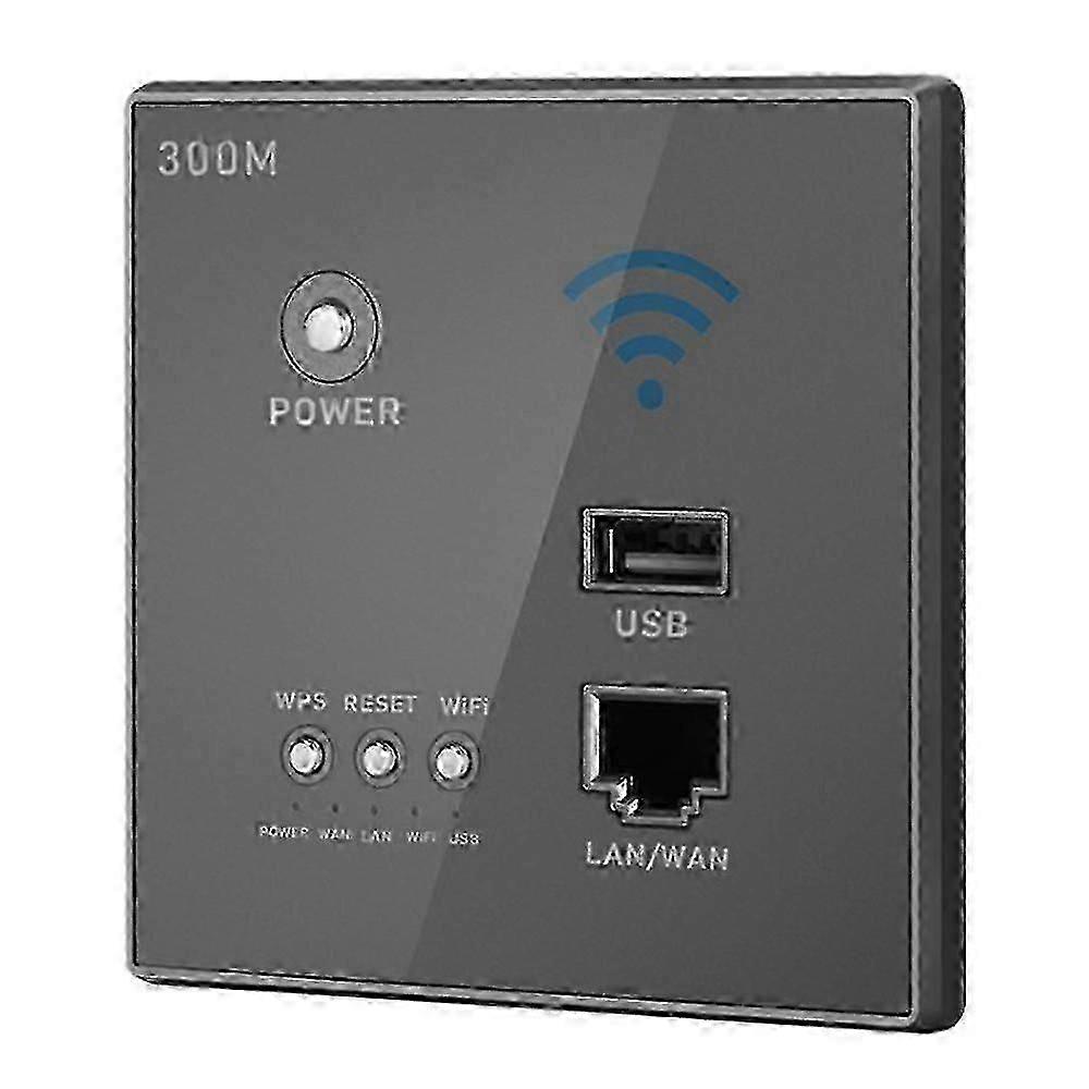Wireless WiFi Socket Rj45, AP Relay Smart USB Socket, Crystal Glass Panel, 300Mbps Embedded Wall WI