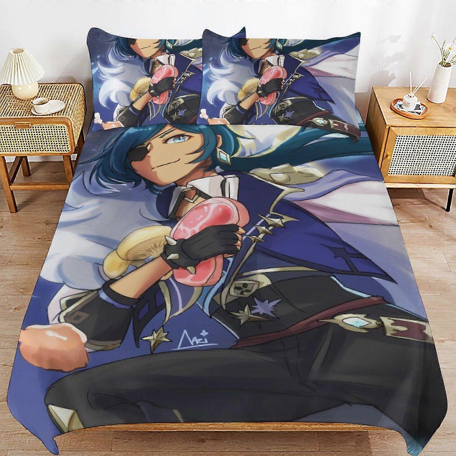 A72 GENSHIN IMPACT Invisible Closure Smooth Layer Minimal Wrinkle Free Material Duvet Cover Sets Home Ready N72