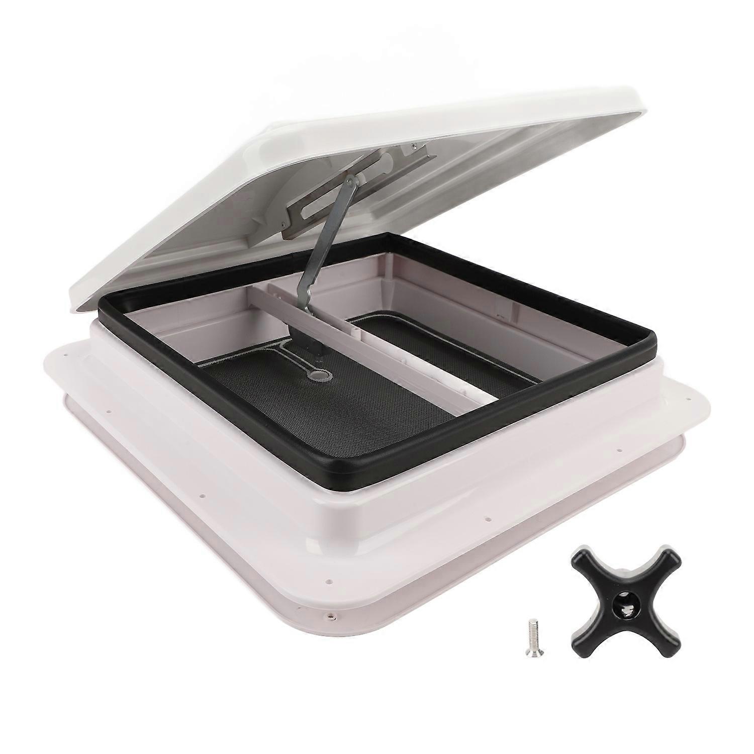 RV Roof Vent 13.39x13.39in White Motorhome Ceiling Ventilation Lid with Screen and Support Rod for T