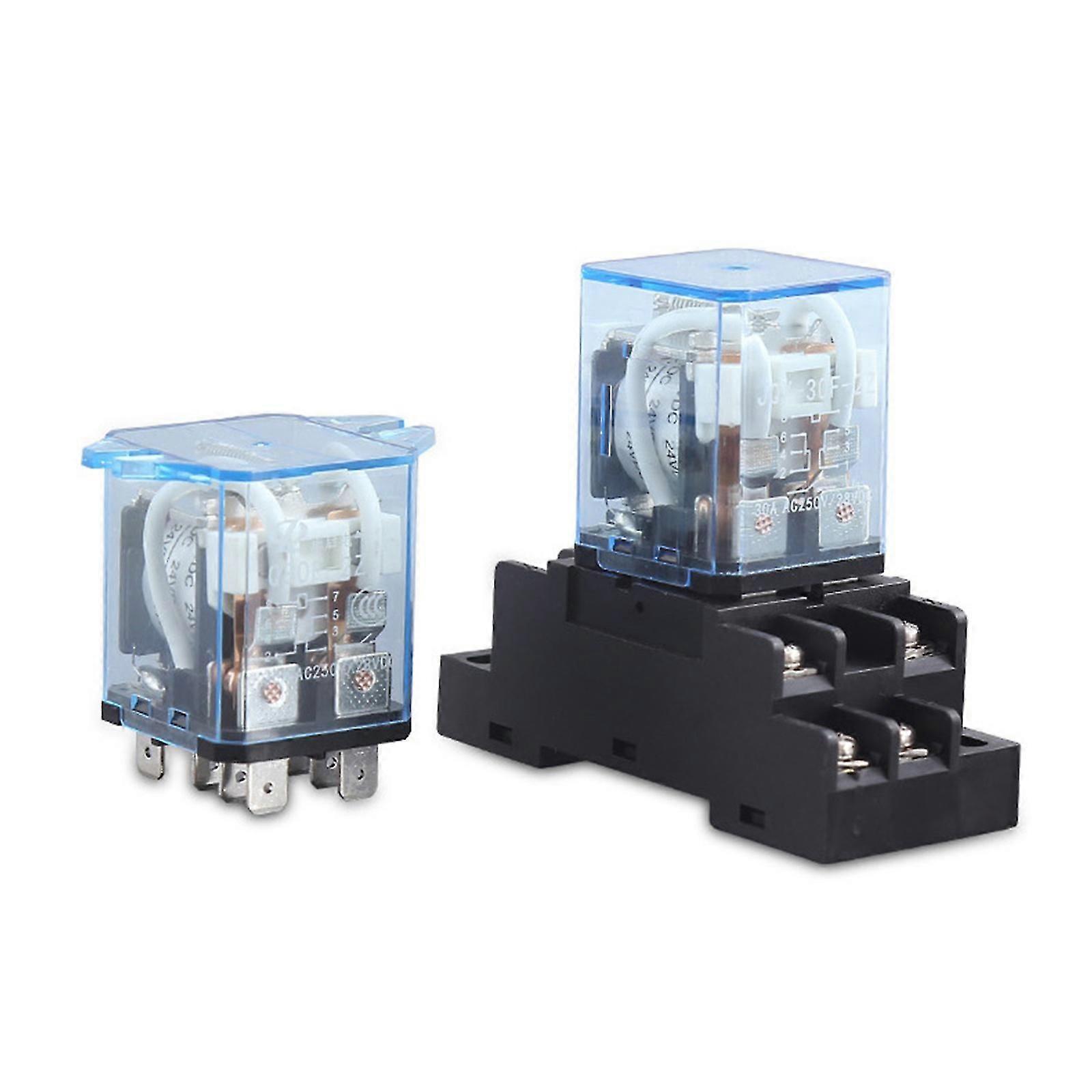 4Pcs 12V 24V 110V 220V AC/DC Coil Power Relay Switch DPDT 8 Pin JQX-30F-2Z+ Base