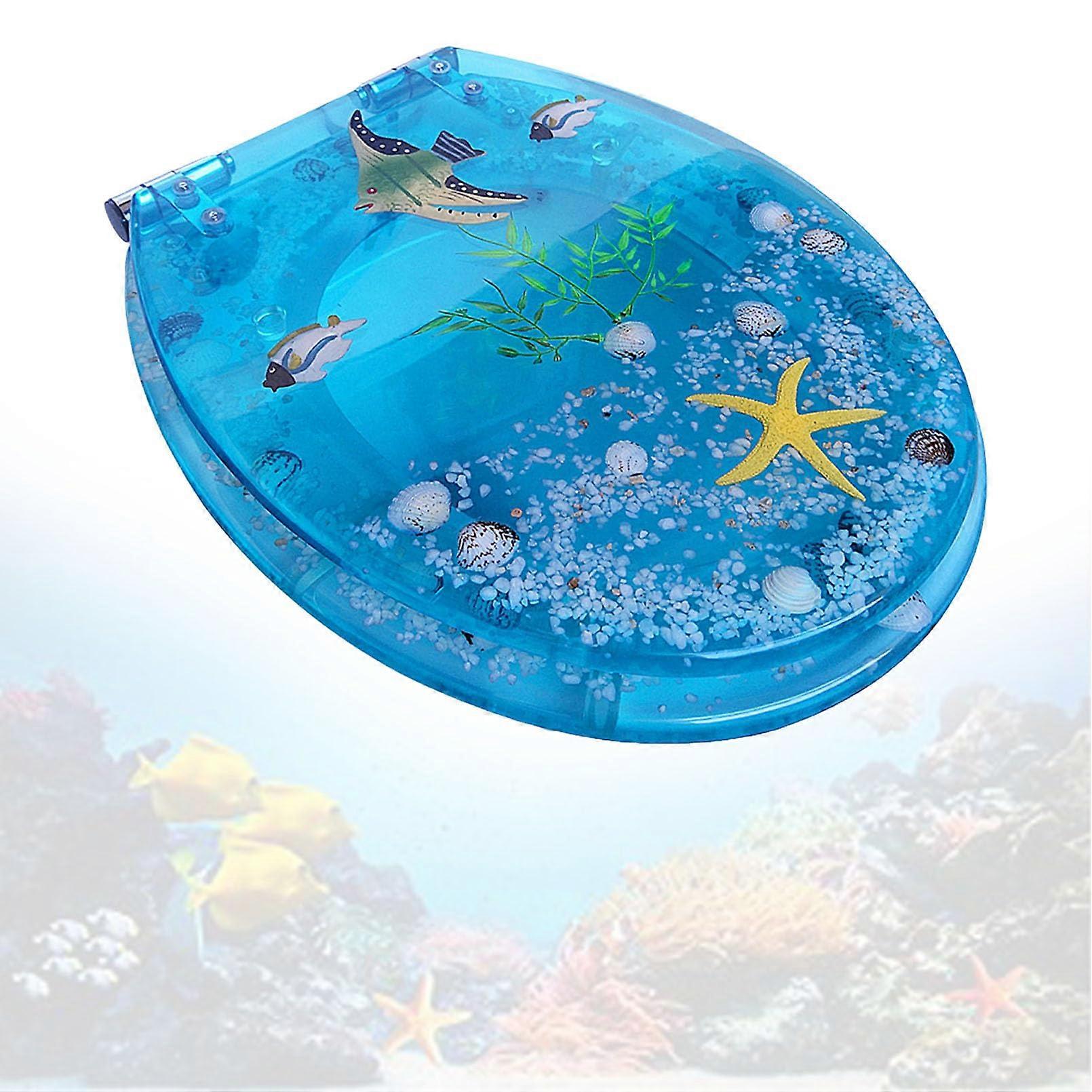 Toilet Seat Universal Oval Transparent With 3D Effect, Easy Clean, HeavyDuty Hinges And Fittings Included, Fits Toilets