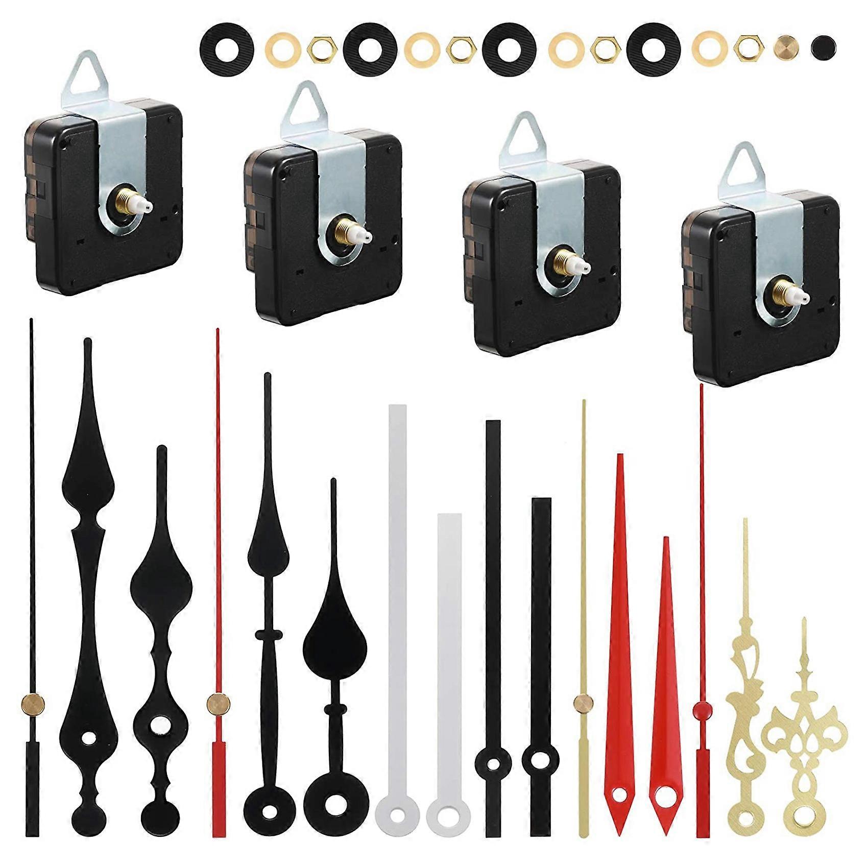 4 Pieces Quartz DIY Wall Clock Movement Mechanism Battery Operated