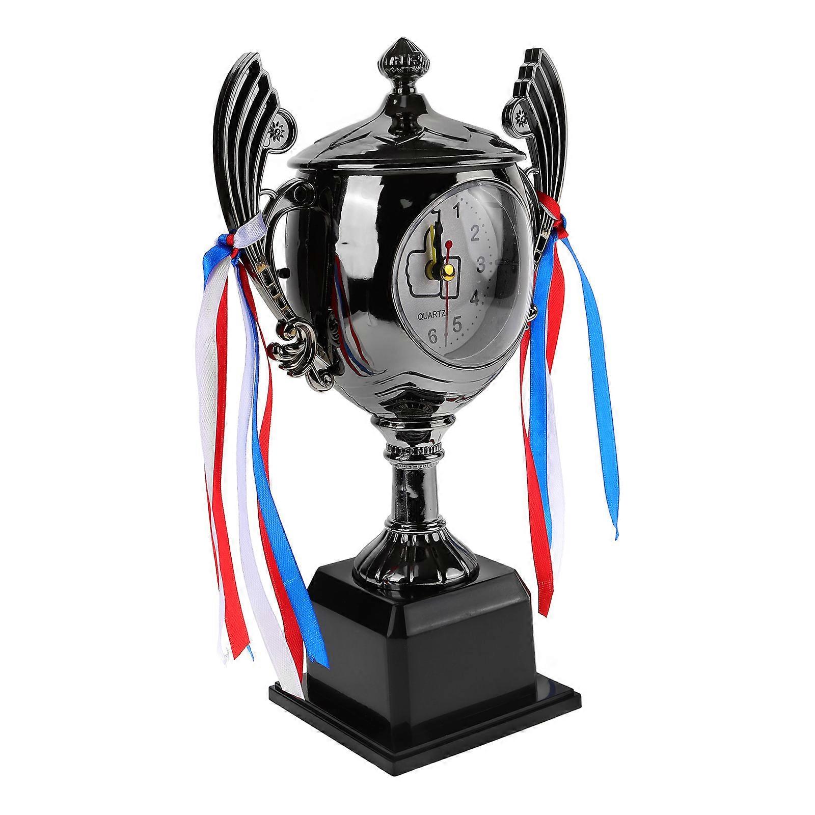 Desktop Trophy Shaped Alarm Clock Silver for Home Use ABS Material