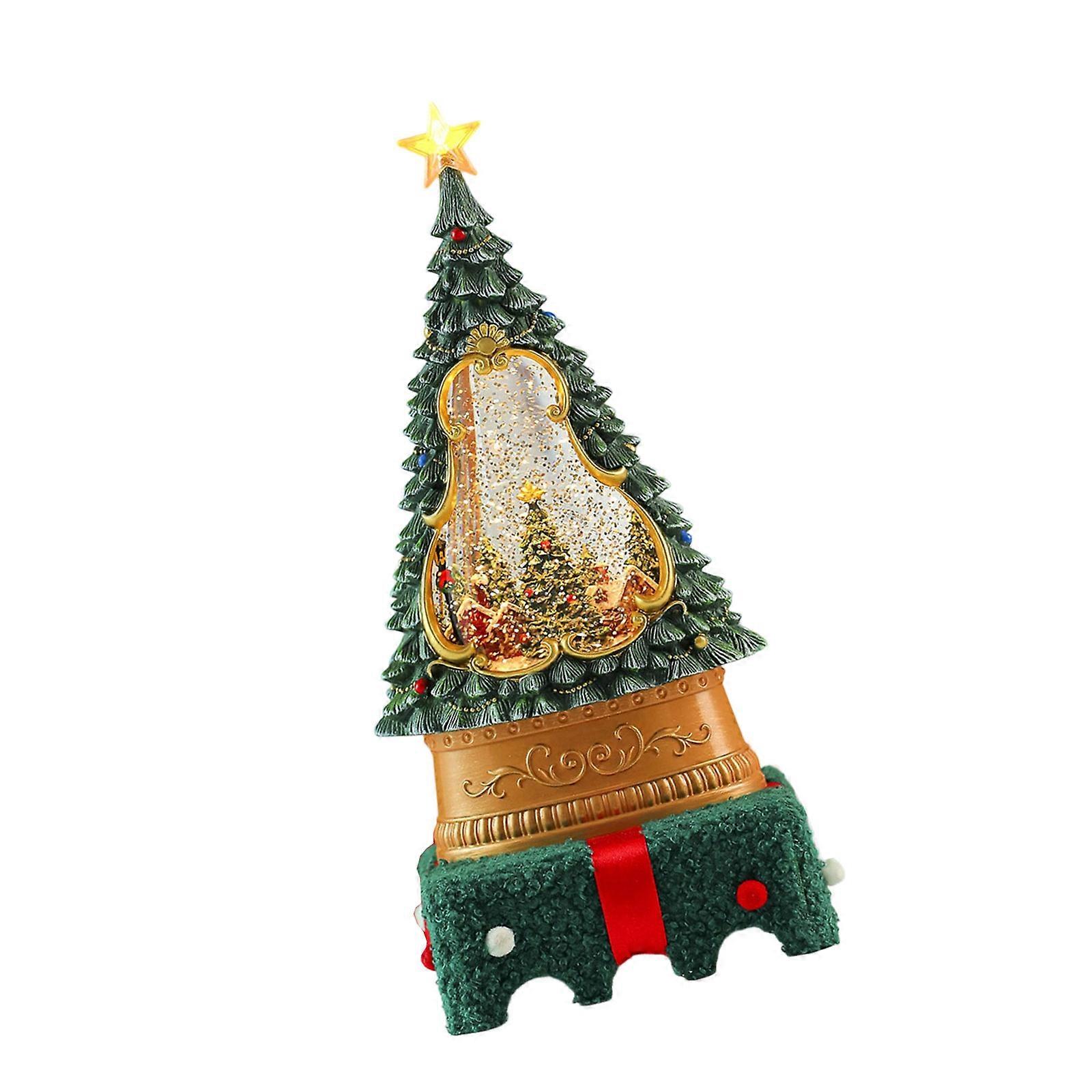 Electronic Animated Snow Globe Ornament Christmas Tree Appearance Battery Powered Decorations Desktop Light Multicolor