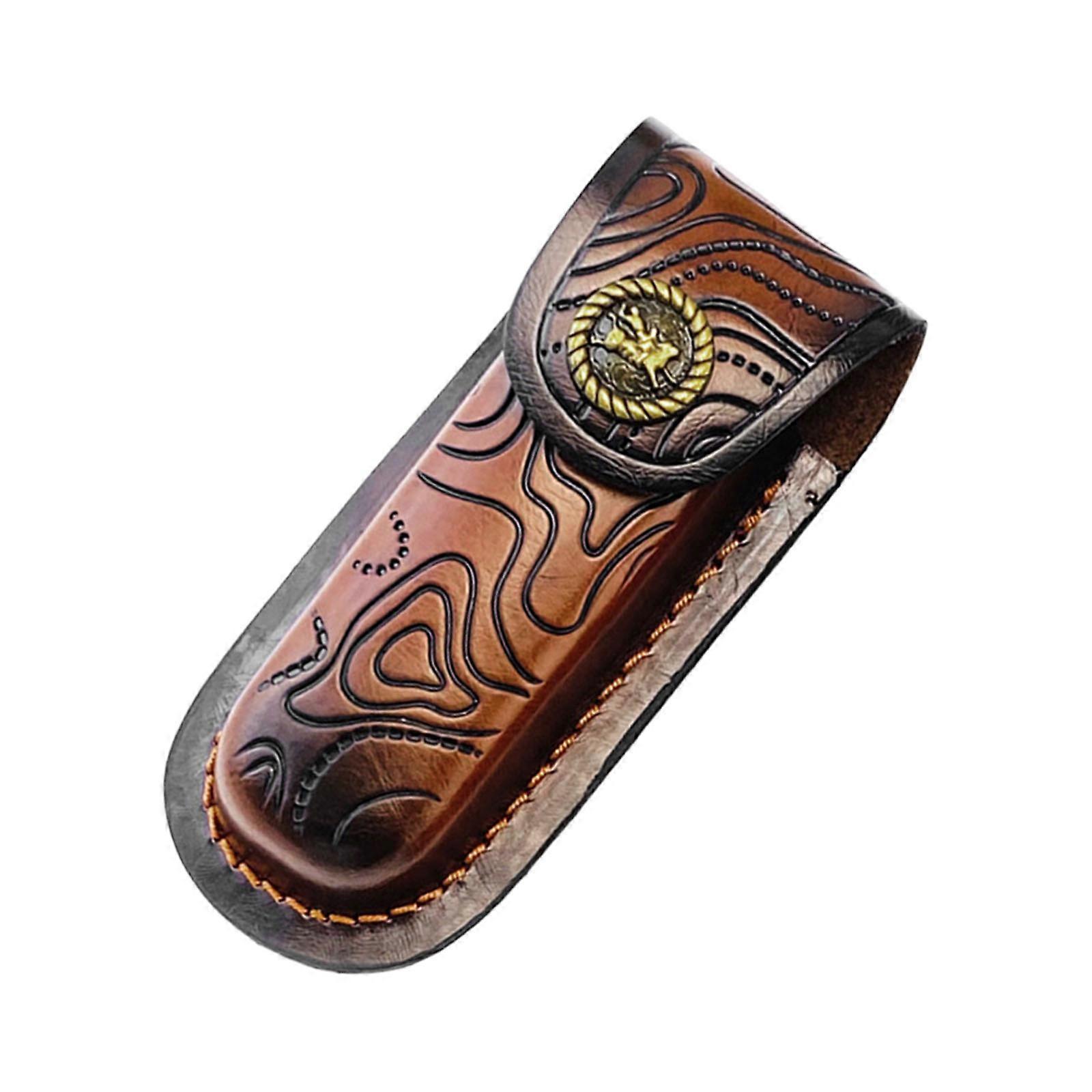 Leather Blade Protector Secure Folding Cutter Cover With Belt Loop Easy to Carry Cutter Holsters For Hunting Camping Use  S